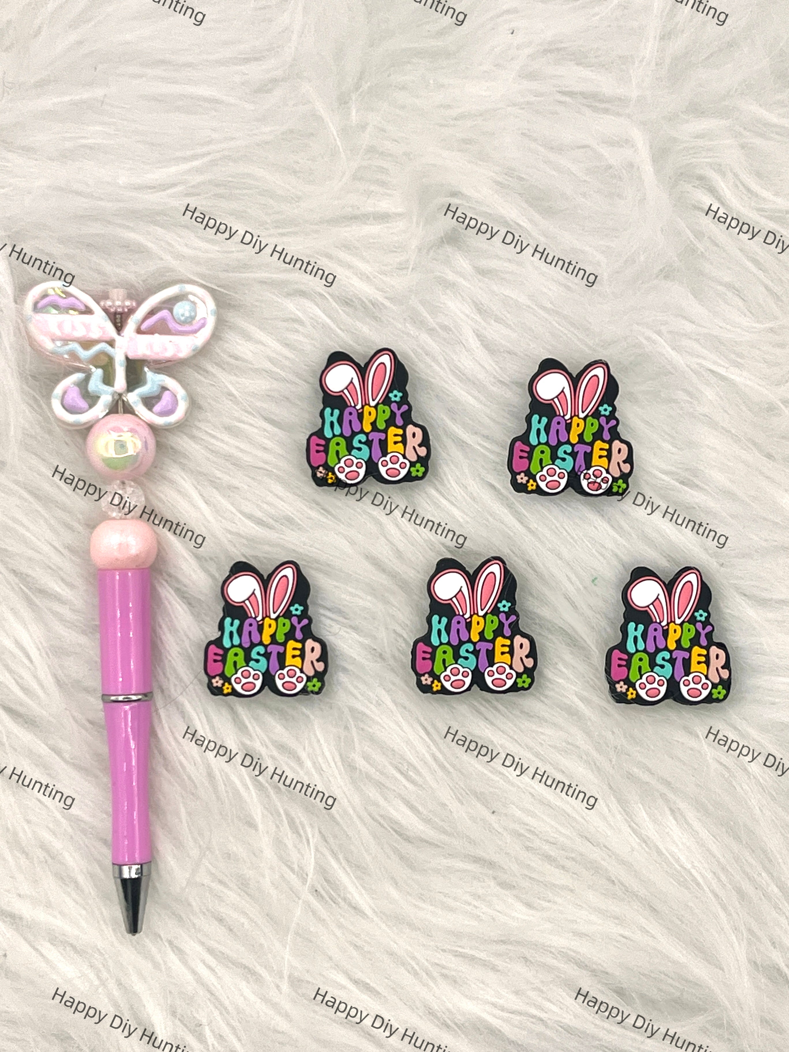 Happy Easter Silicone Focal Beads wholesale, Silicone focal beads for pens