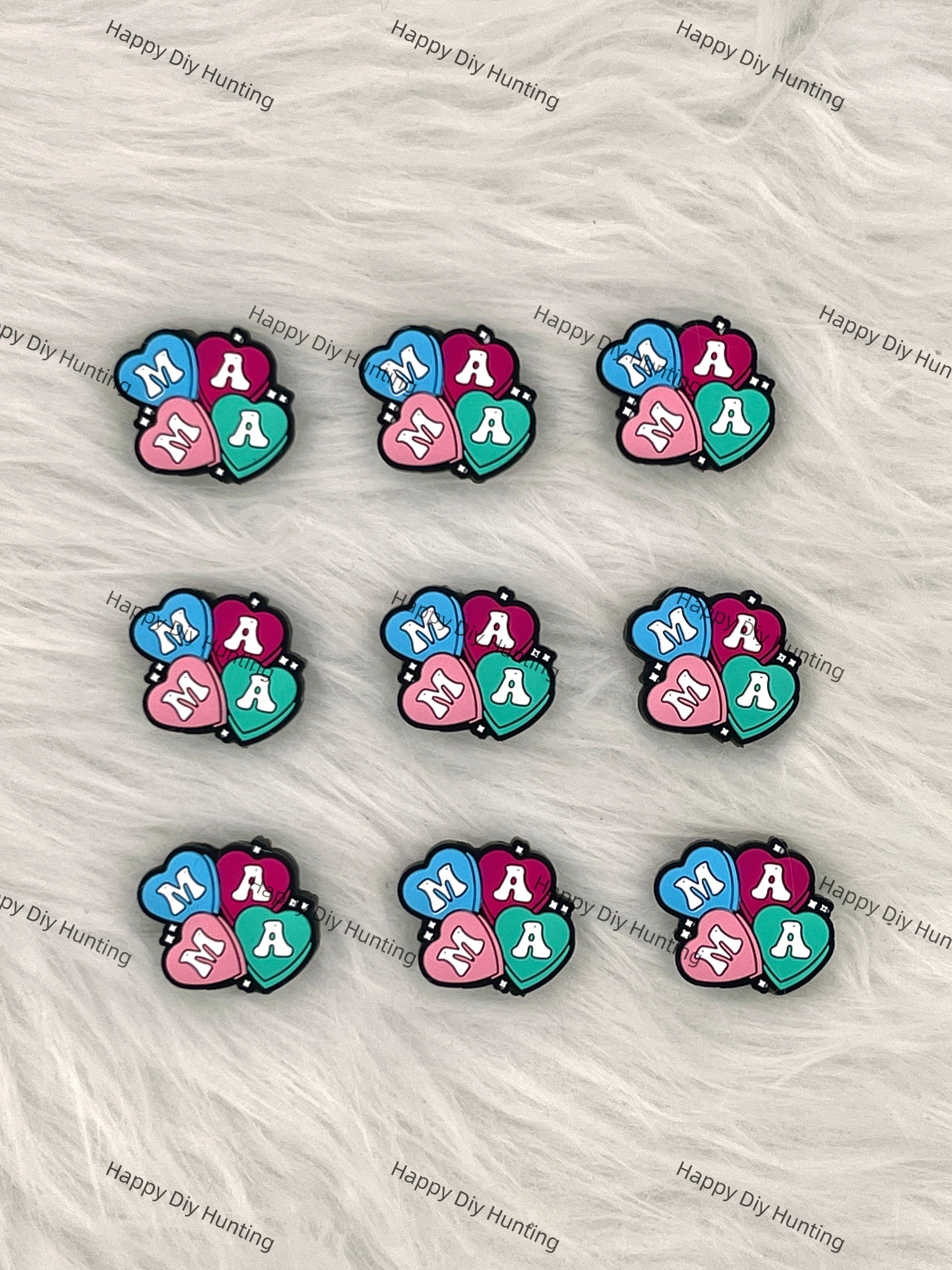 Heart-Shaped Mom Silicone Focal Beads Wholesale