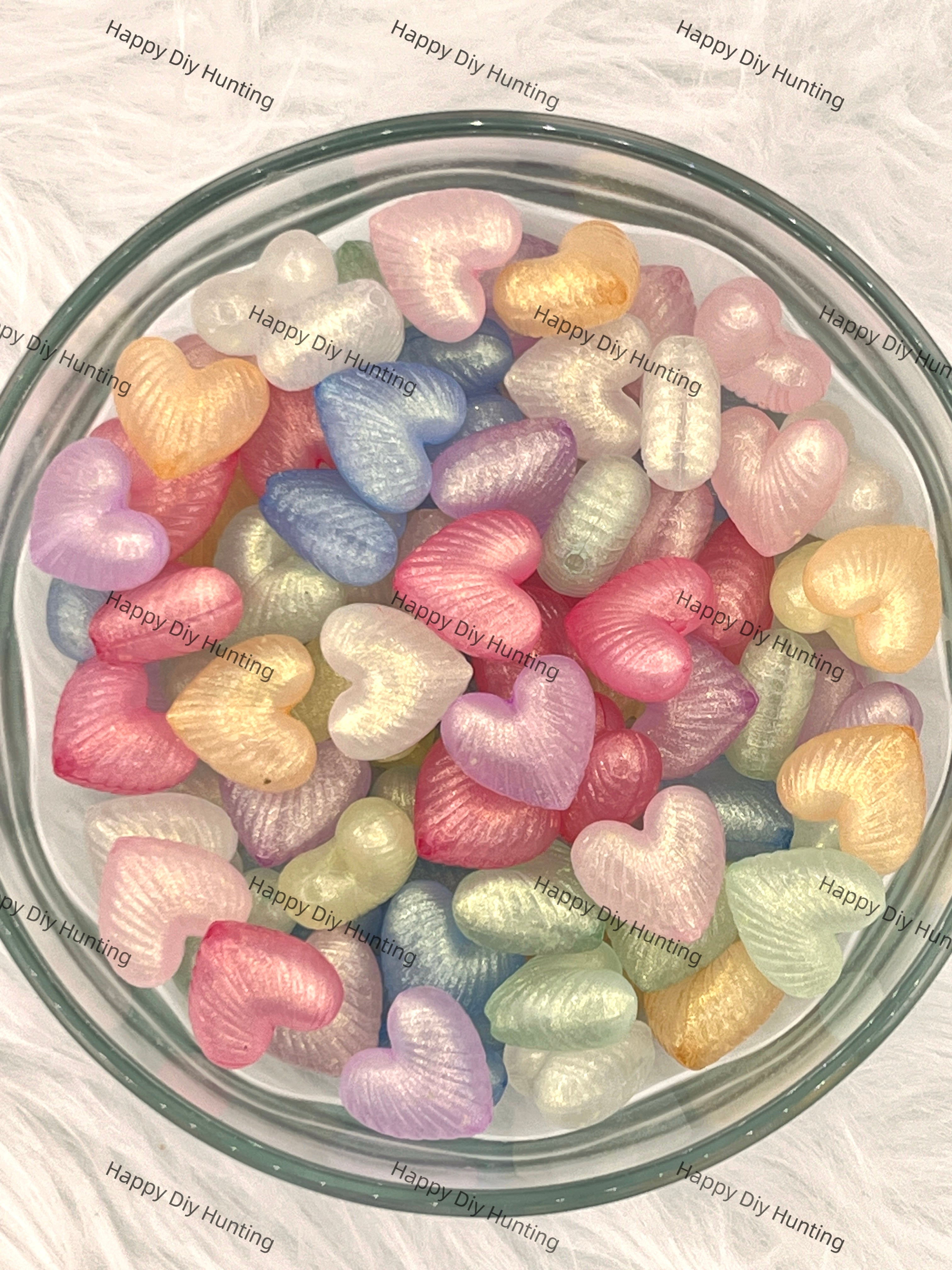 Heart Shape Glitter Acrylic Beads Wholesale