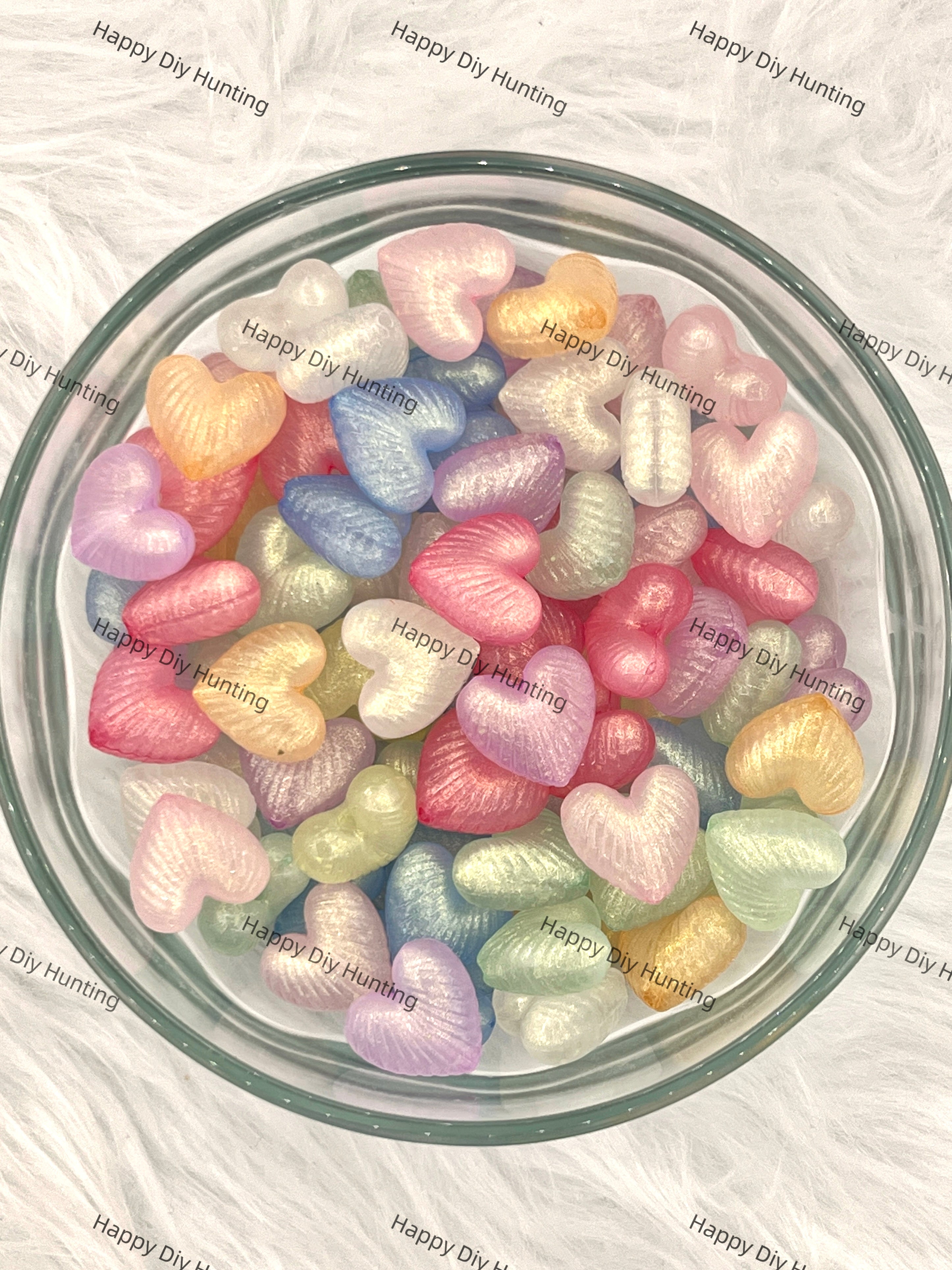 Heart Shape Glitter Acrylic Beads Wholesale