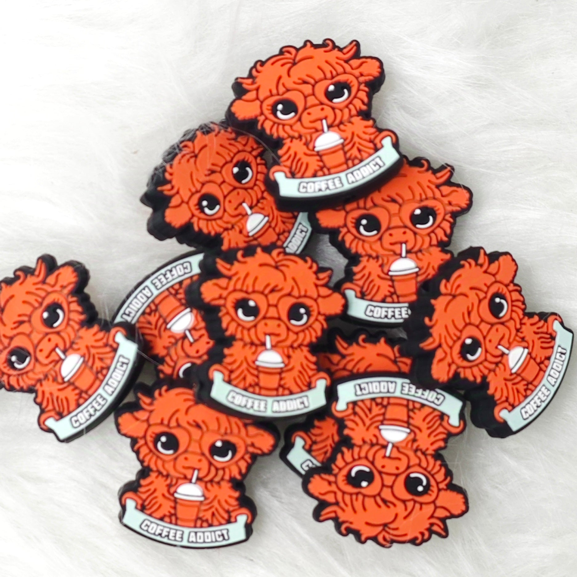 Highland cow Silicone Focal Beads, Focal Beads Wholesale, Animal Shape Silicone Focal Beads