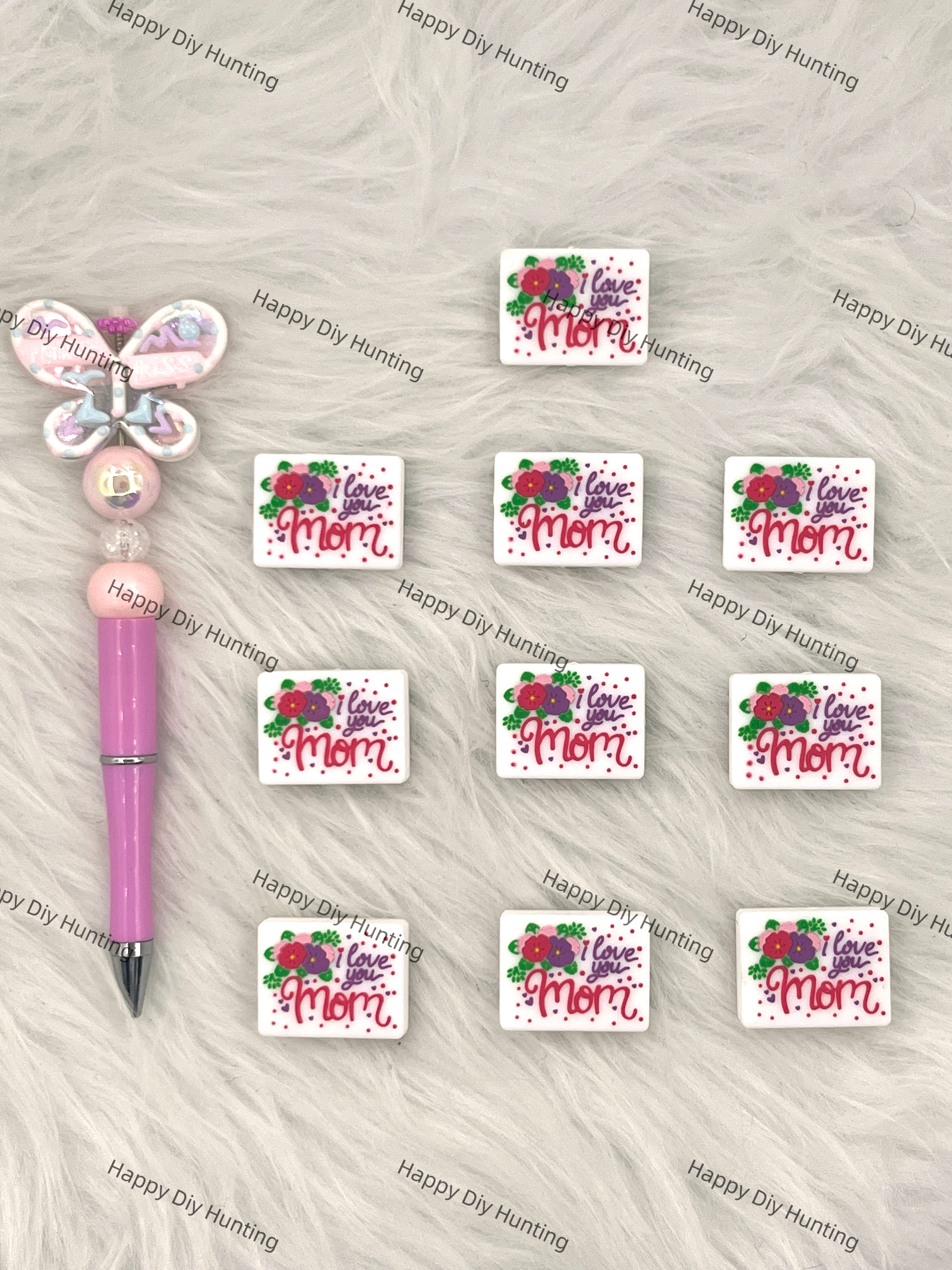 I Love You Mom Silicone Focal Beads Wholesale, silicone focal beads for pens