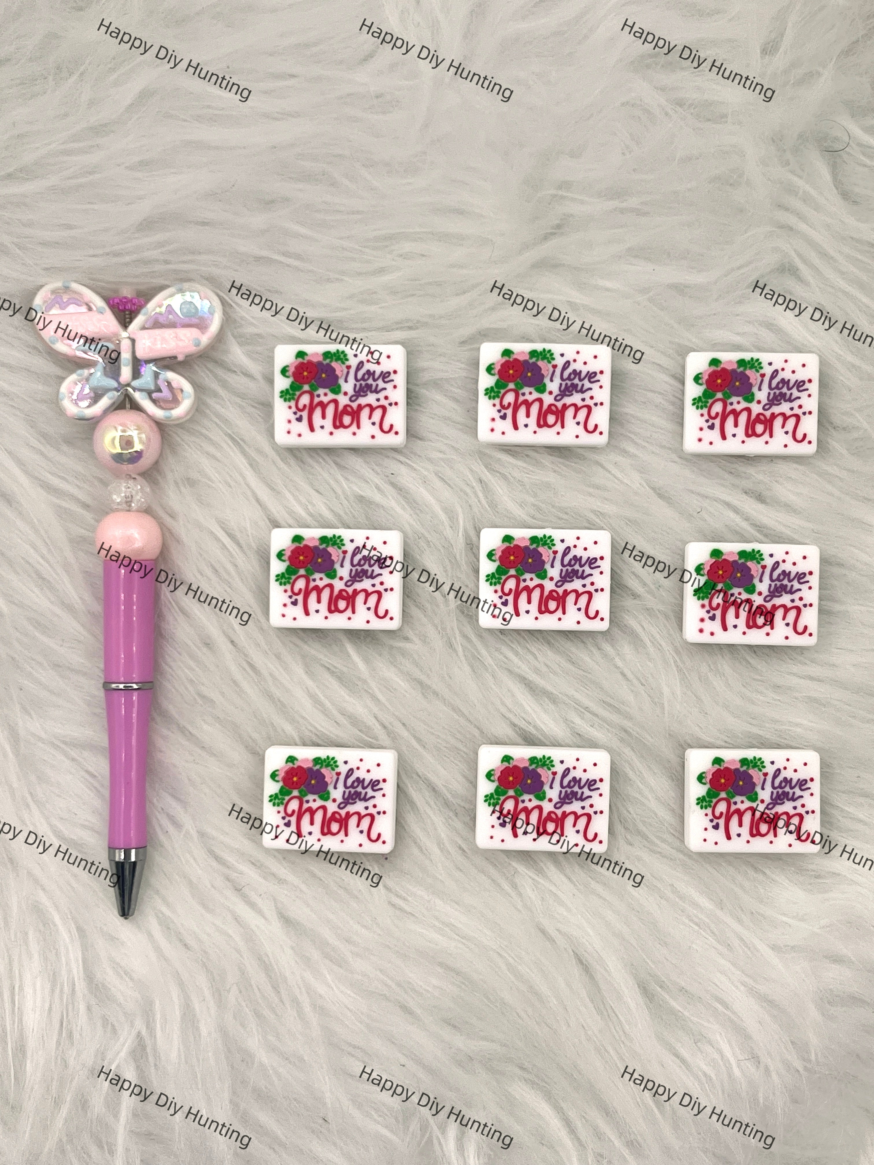 I Love You Mom Silicone Focal Beads Wholesale, silicone focal beads for pens