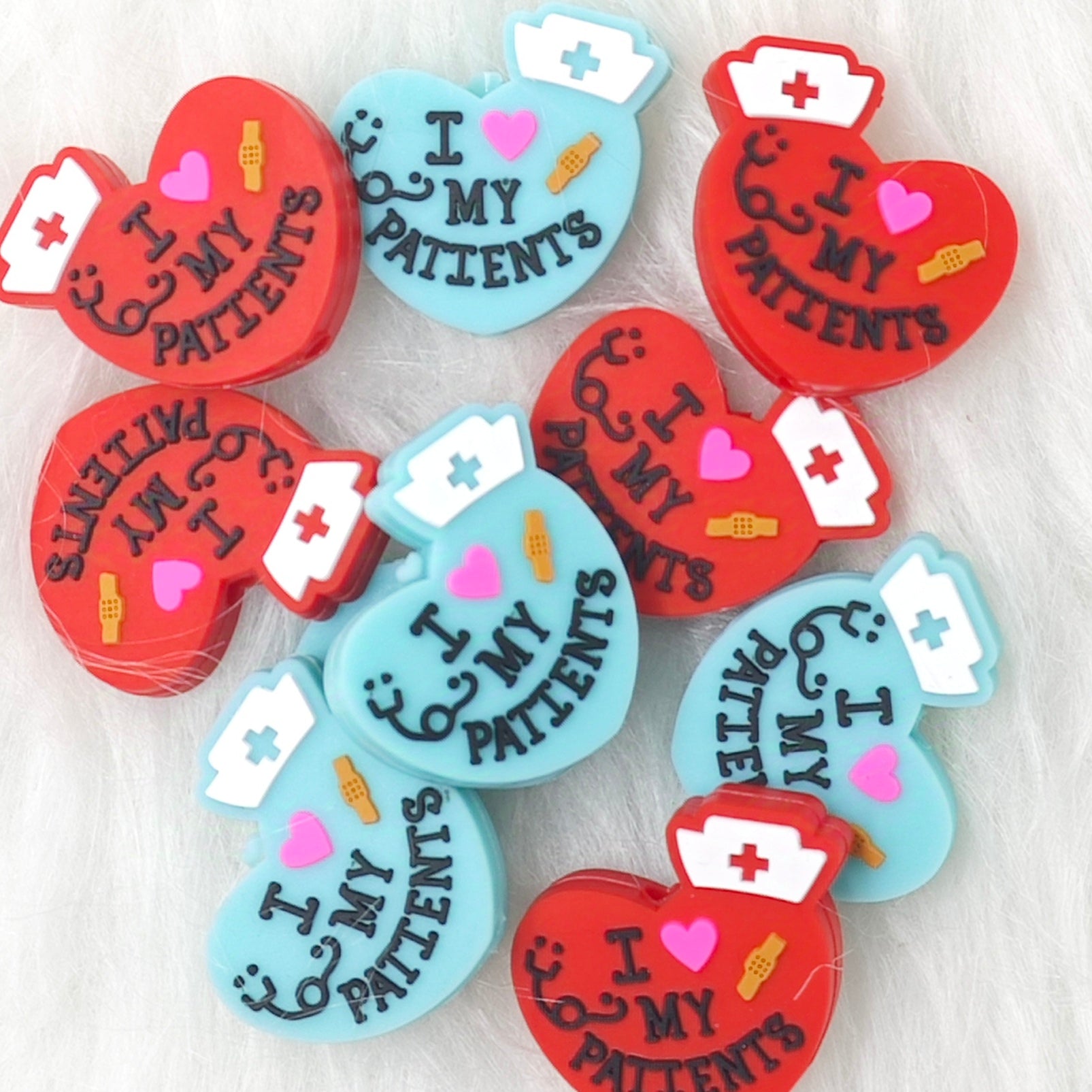 I Love My Patient Silicone Focal Beads Nurse Focal Beads Heart Silicone Focal Beads Job DIY Gifts