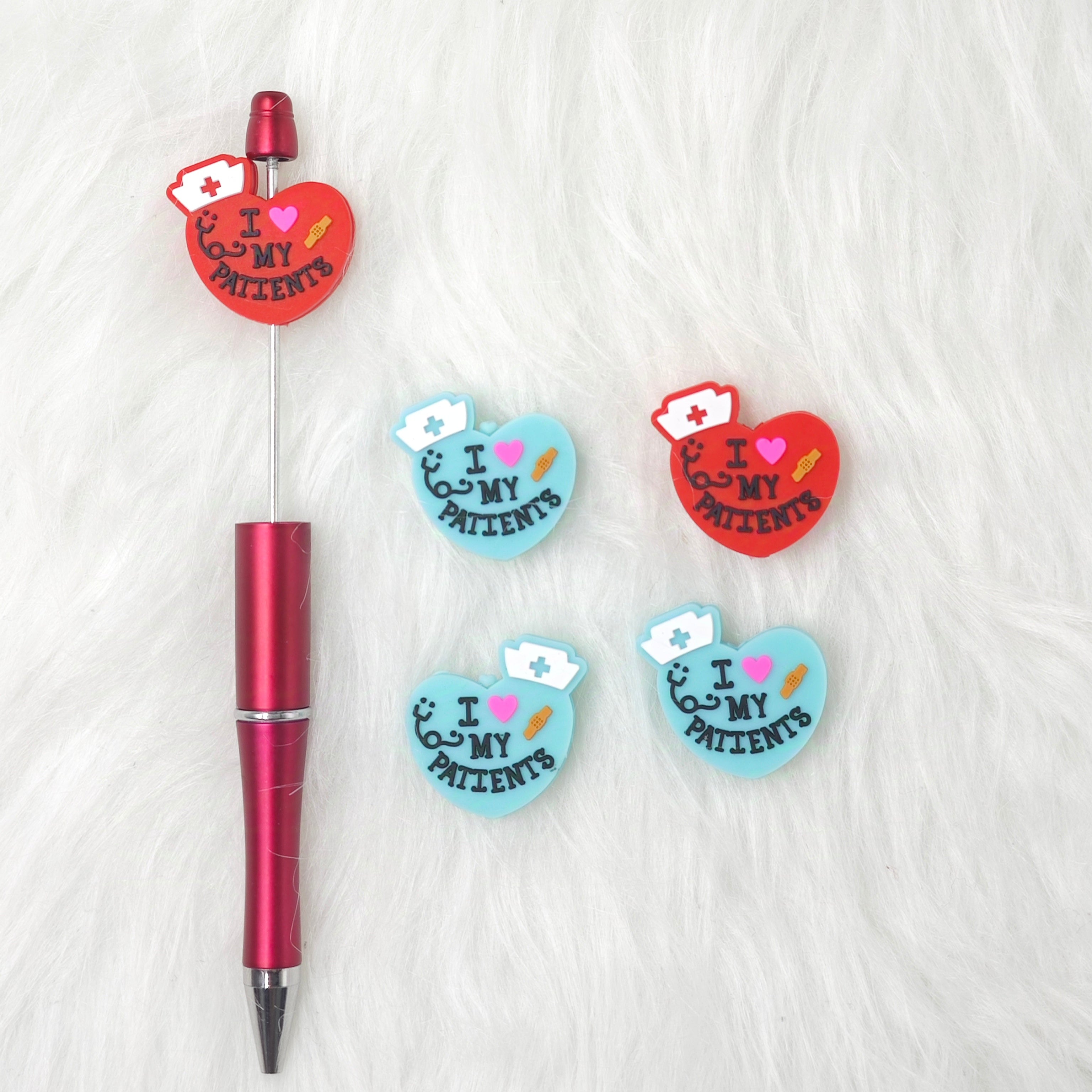 I Love My Patient Silicone Focal Beads Nurse Focal Beads Heart Silicone Focal Beads Job DIY Gifts