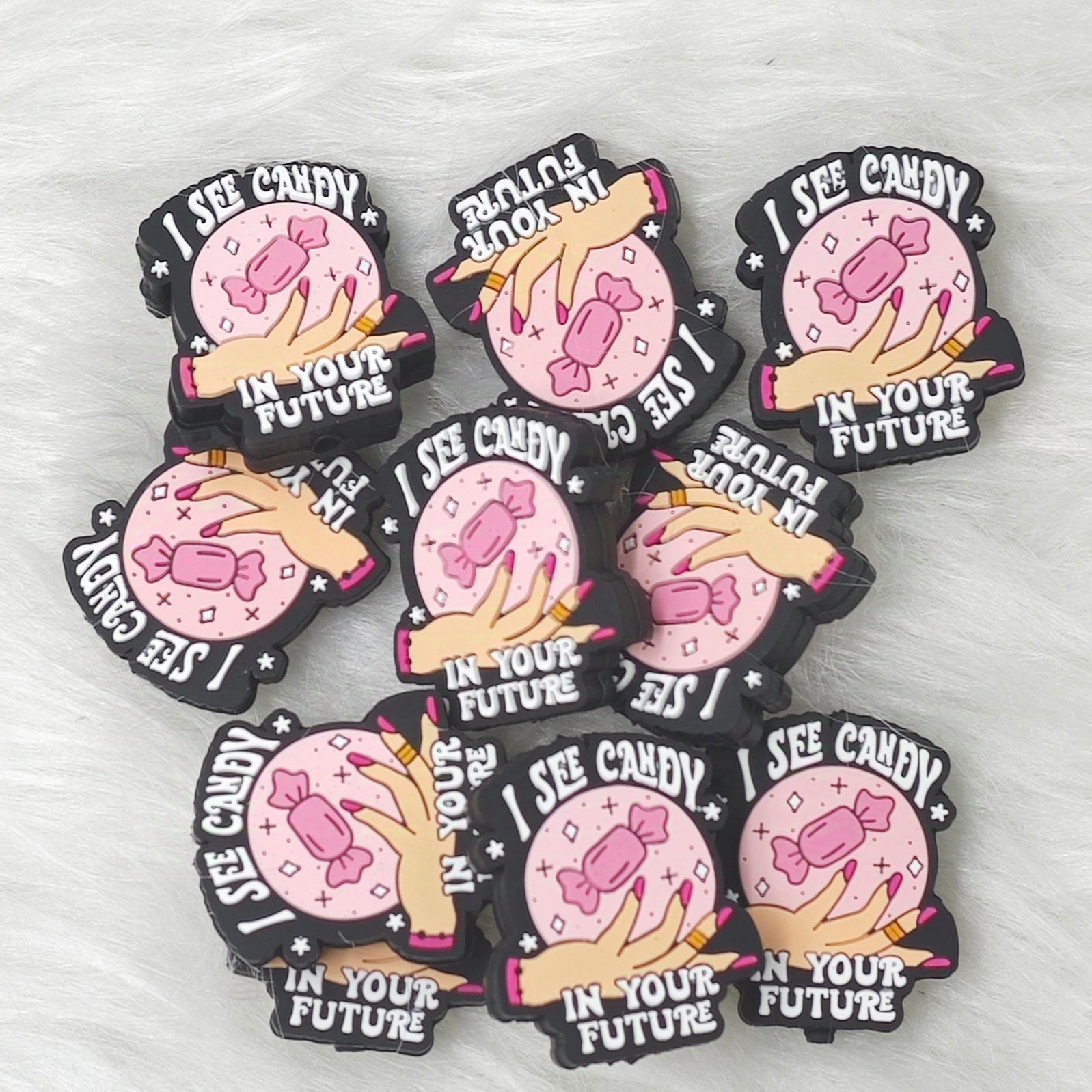 I see candy in your future, drink food silicone focal beads, quote focal beads