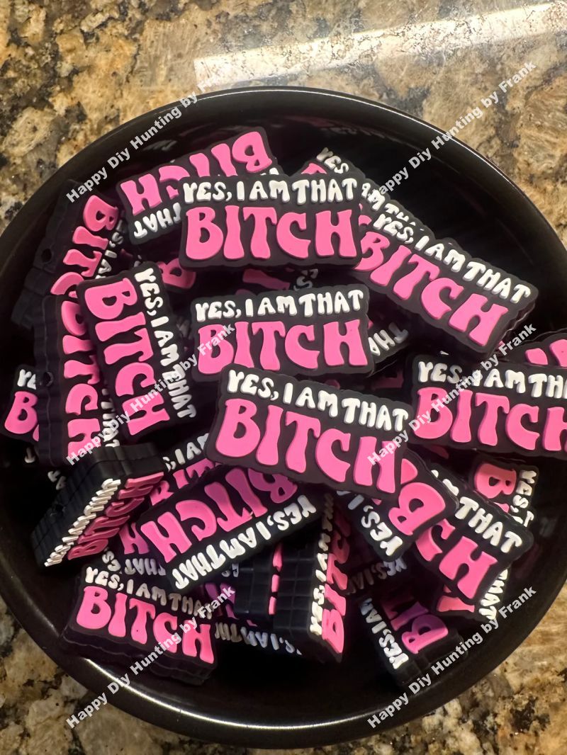 I am that B____ Silicone Focal Beads Wholesale (Pink), Quote Focal Beads