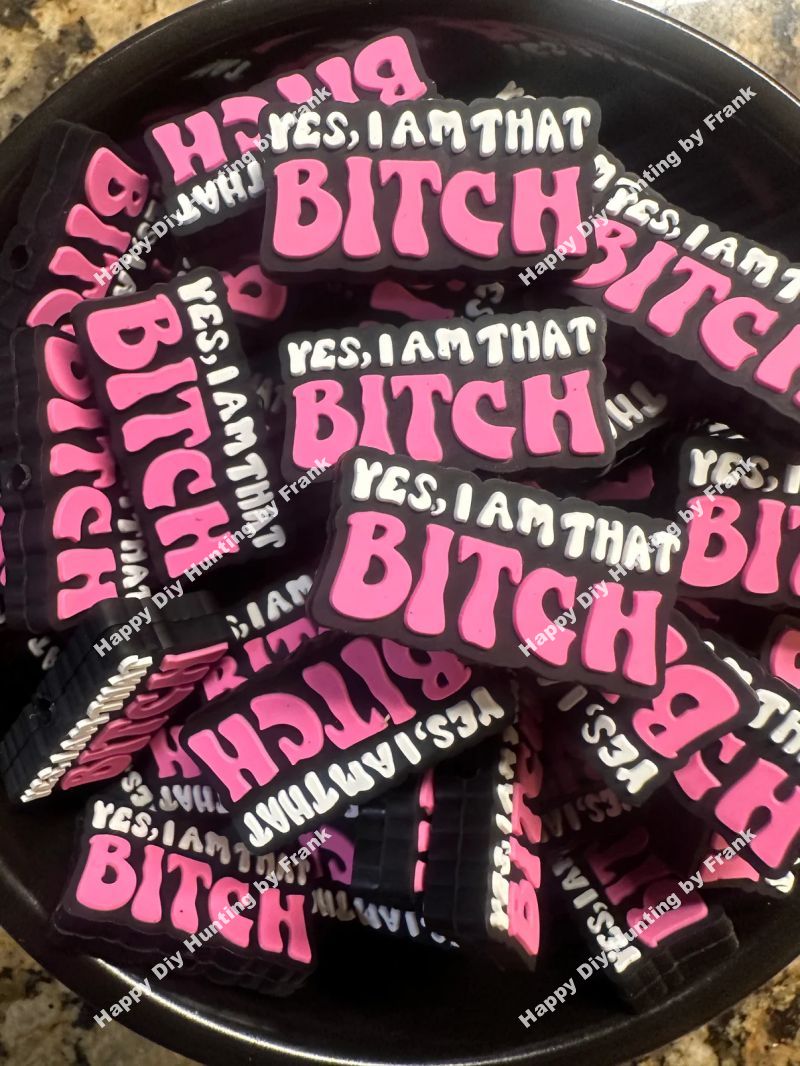 I am that B____ Silicone Focal Beads Wholesale (Pink), Quote Focal Beads