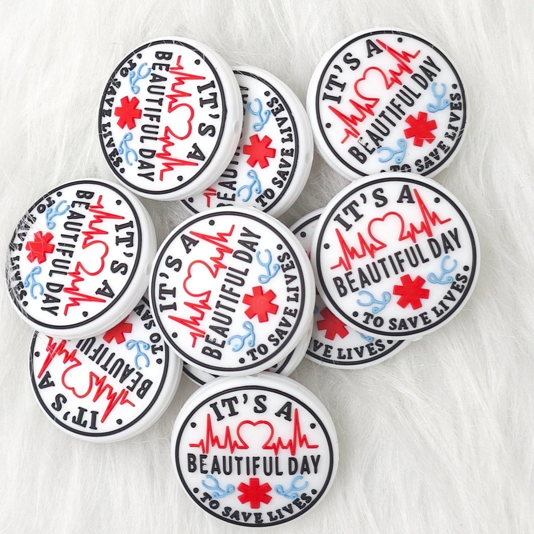 It's A Beautiful Day to Save Lives Silicone Focal Bead Nurse Focal Beads Appealing Focal Beads