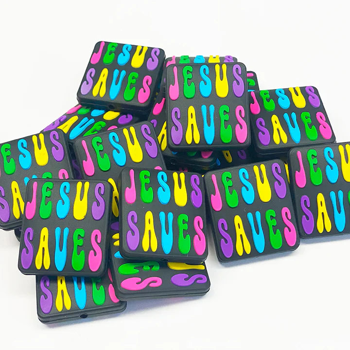 Jesus Saves Silicone Focal Beads Faithful Focal Beads