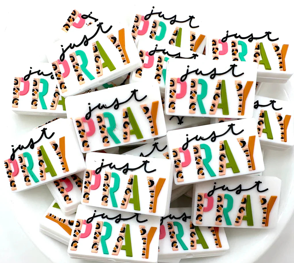 Just Pray Silicone Focal Beads Praying Word Focal Beads Prayer DIY Gift