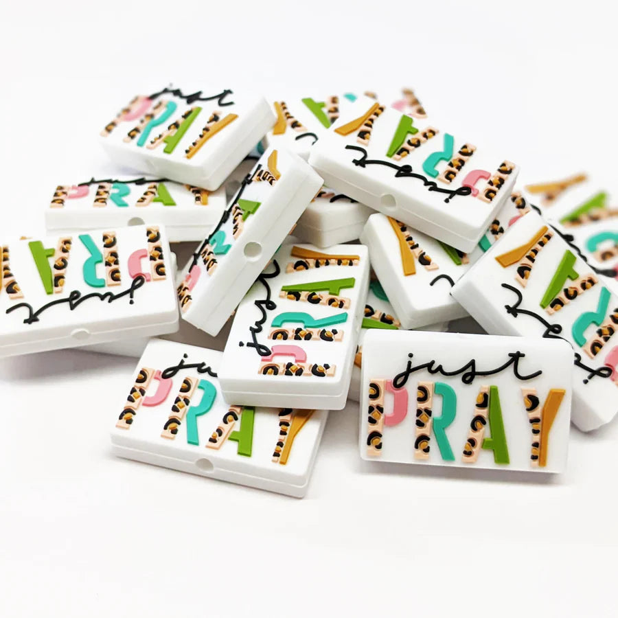 Just Pray Silicone Focal Beads Praying Word Focal Beads Prayer DIY Gift