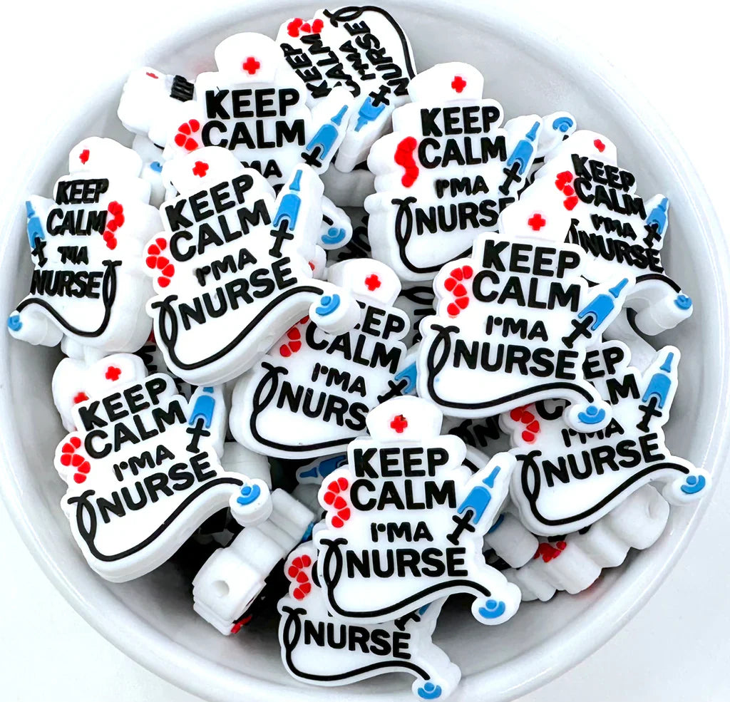 Keep Calm I'm A Nurse Silicone Focal Beads Nurse Focal Beads