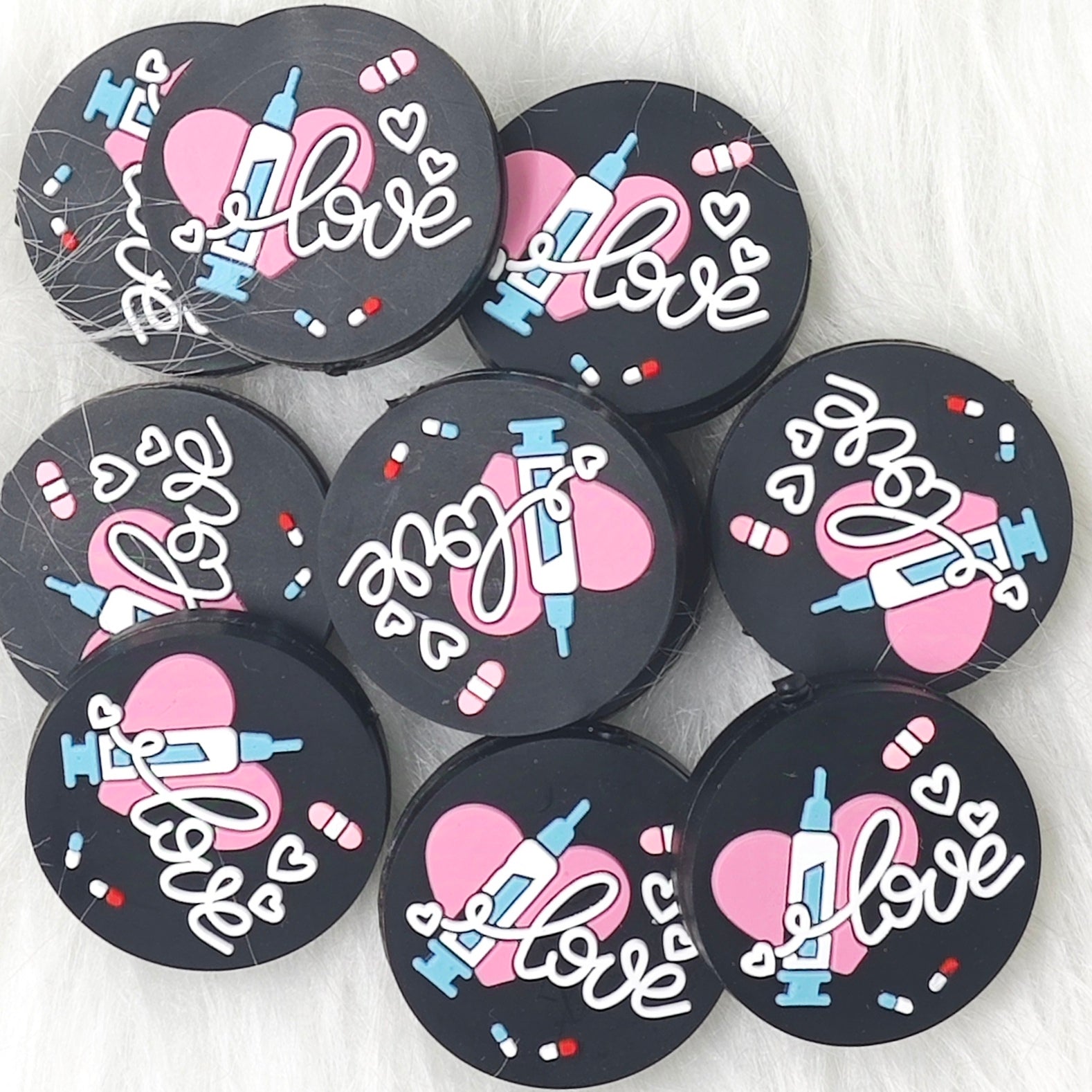 Nurse Focal Beads Round Silicone Focal Beads Love Nurse Job Focal Beads