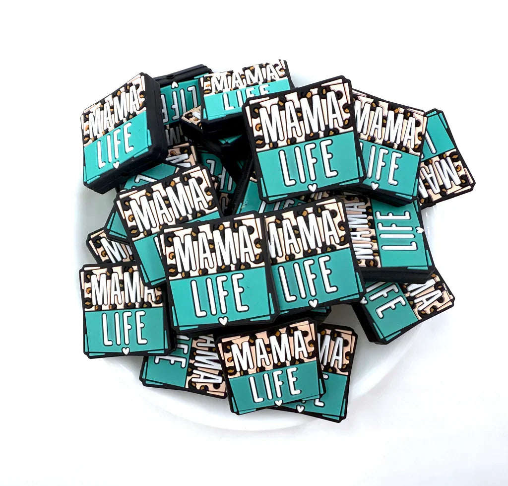 Colorful Focal Beads for Mom Gift Mama Life Silicone Focal Beads DIY Beads