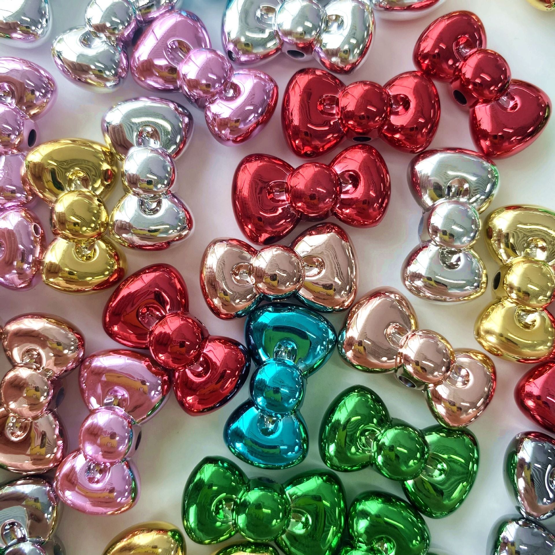 Metallic Beadable Bow mixed color Acrylic Beads