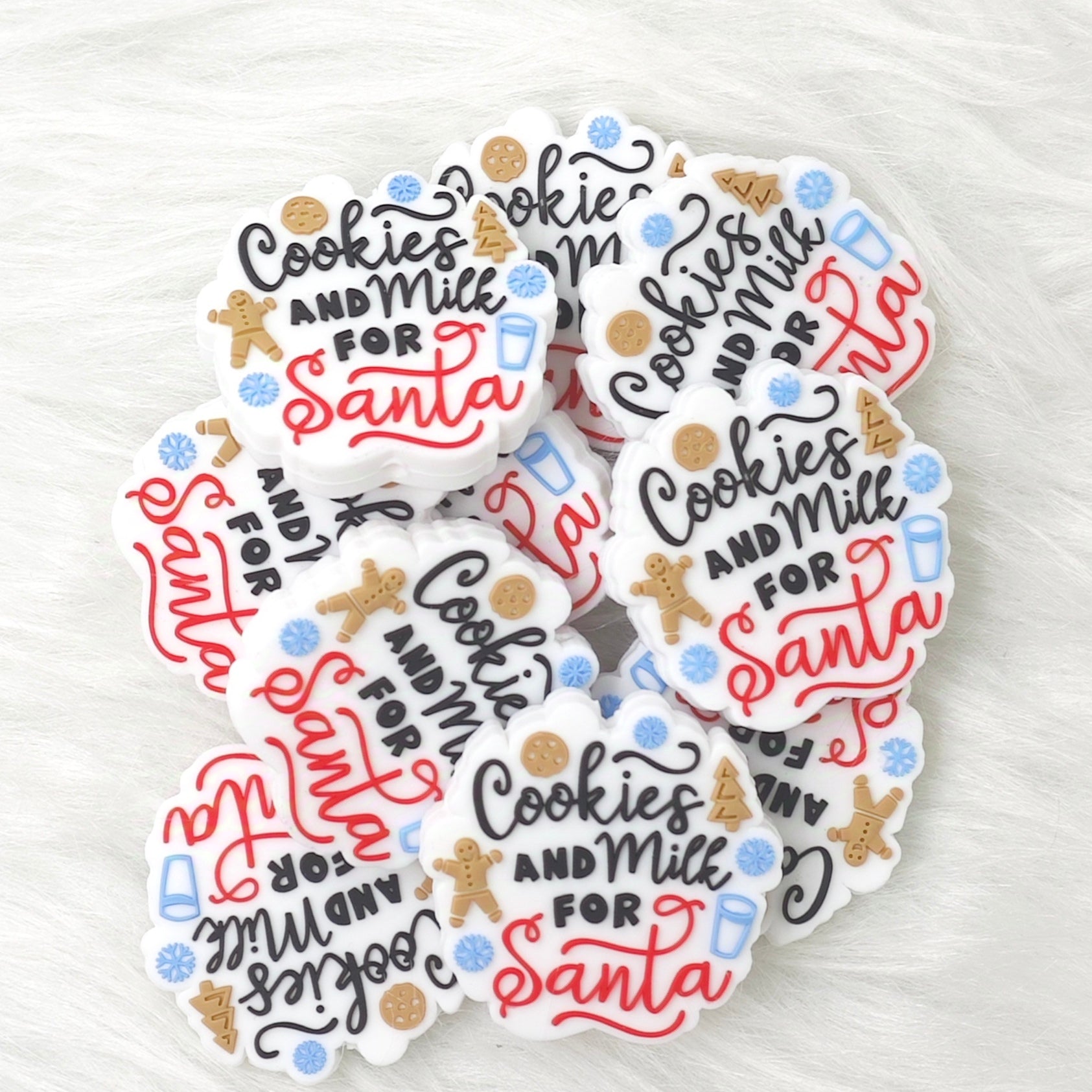 Milk and cookies for Santa, drink food silicone  focal beads, Christmas focal beads