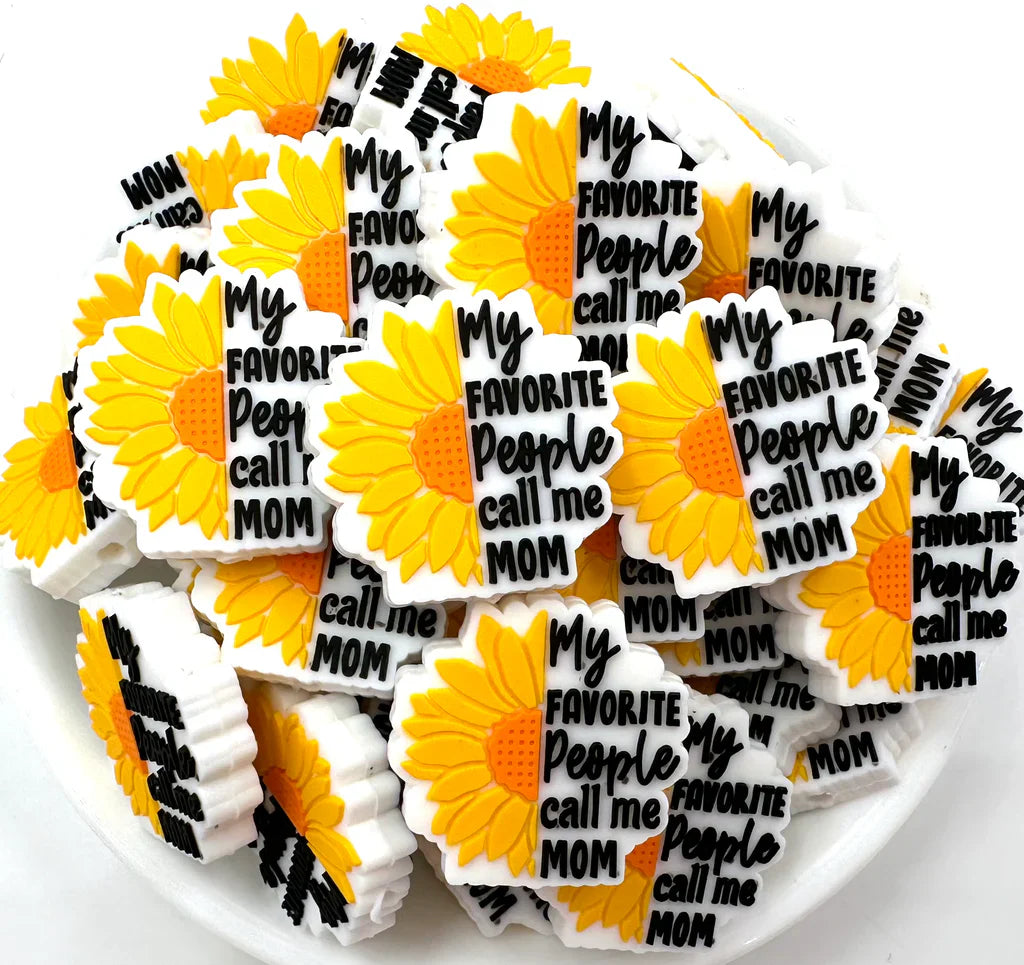 Saying Focal Beads Sunflower Silicone Focal Beads DIY Beads Gift for Mom My Favorite People Call Me Mom