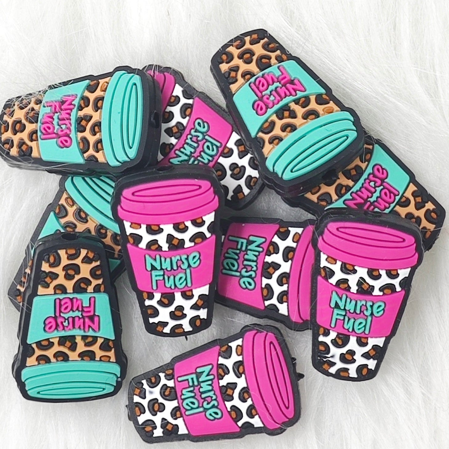 Nurse Fuel Silicone Focal Beads Nurse Focal Beads Coffee Cup Shaped Silicone Focal Beads Cheering Gifts