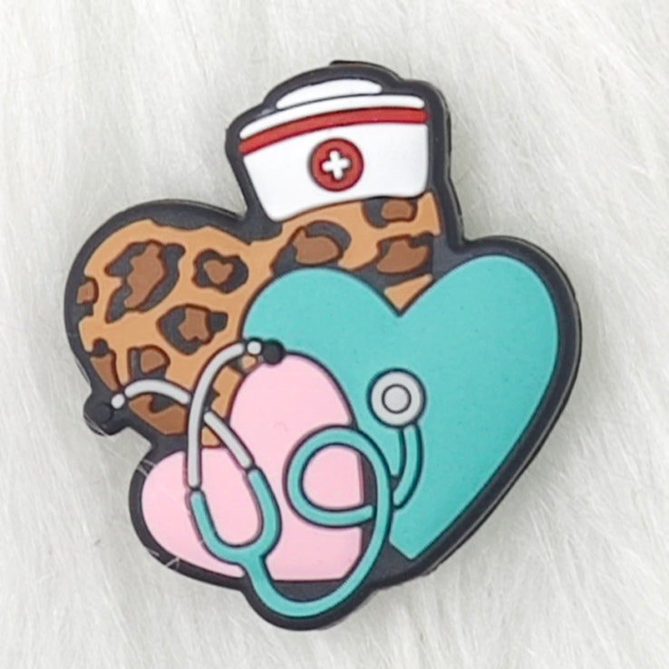 Heart Silicone Beads Nurse Hat Silicone Focal Beads Nurse Focal Beads