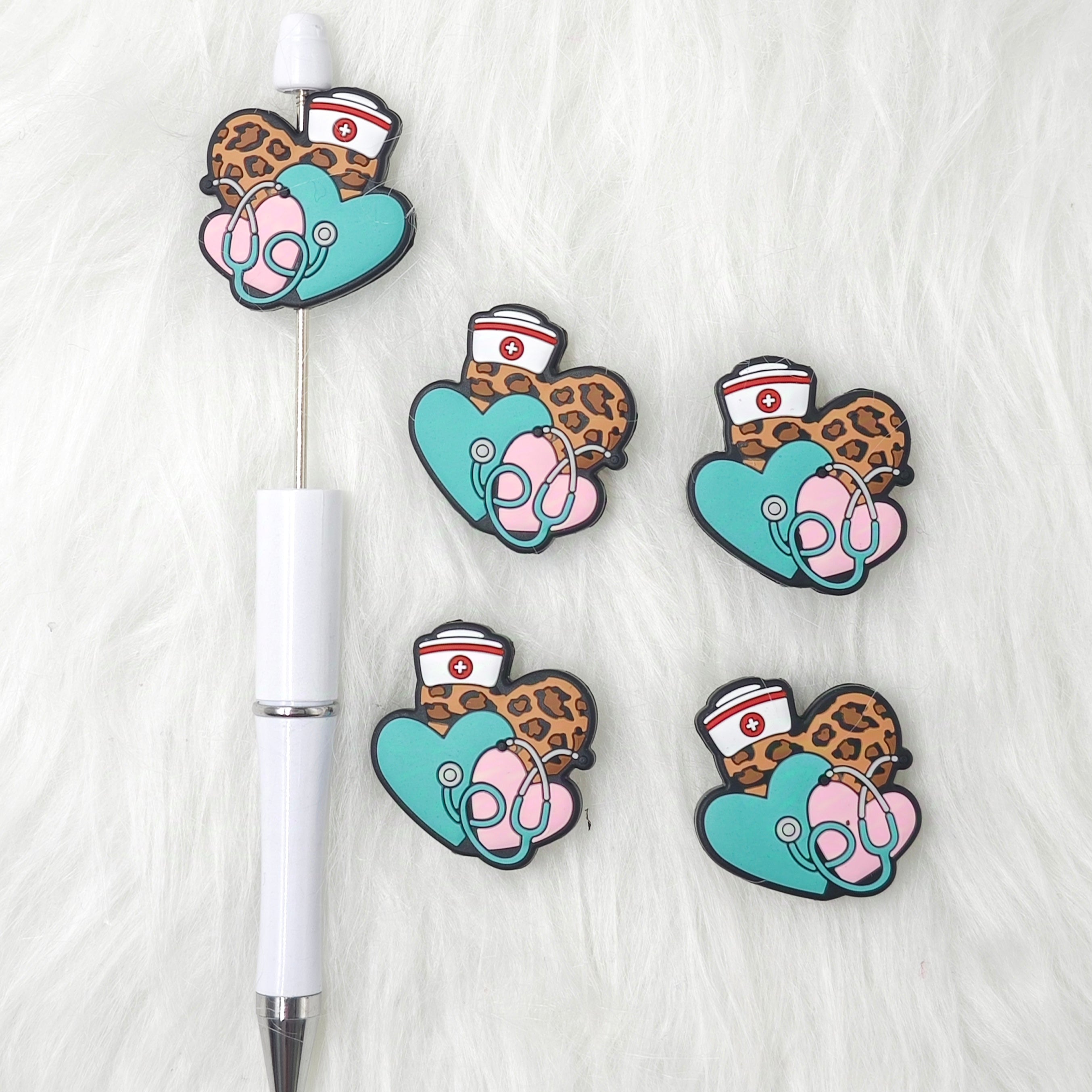 Heart Silicone Beads Nurse Hat Silicone Focal Beads Nurse Focal Beads