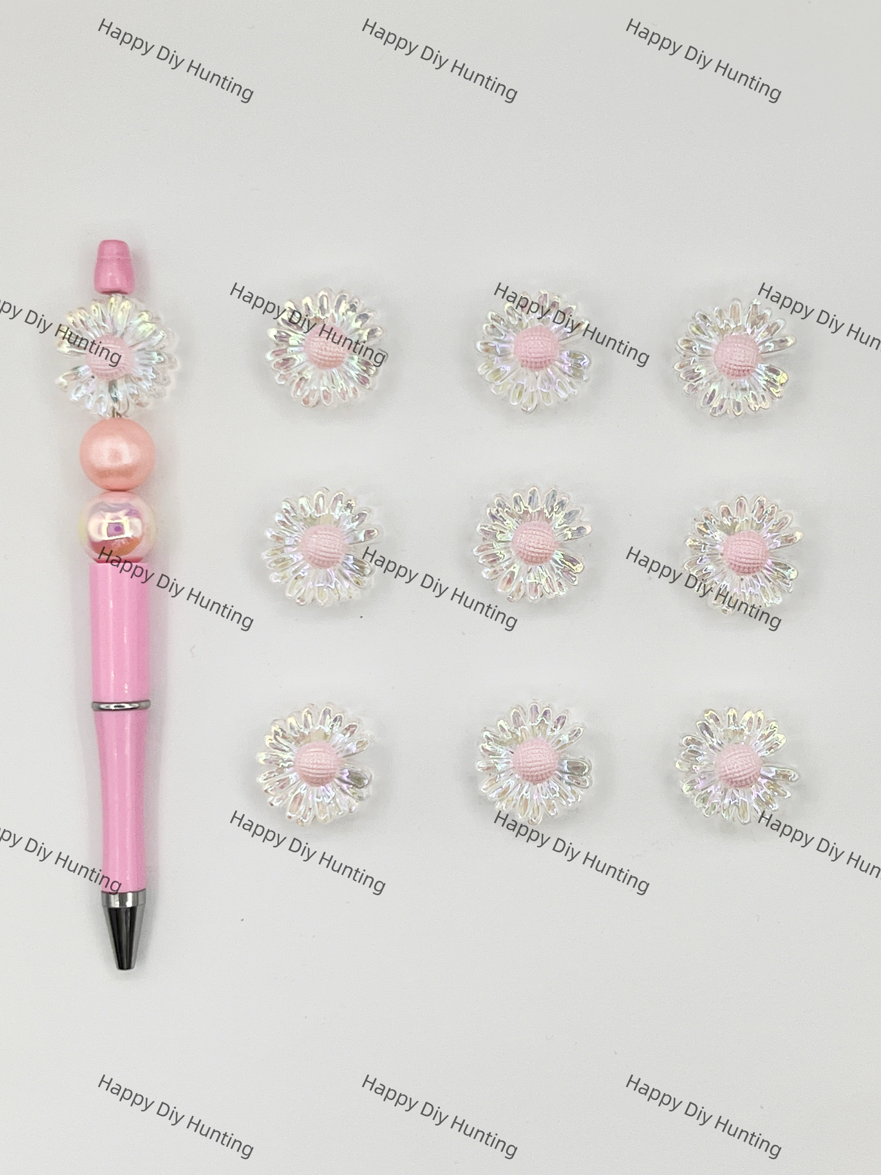 Pink Sunflower Acrylic Beads