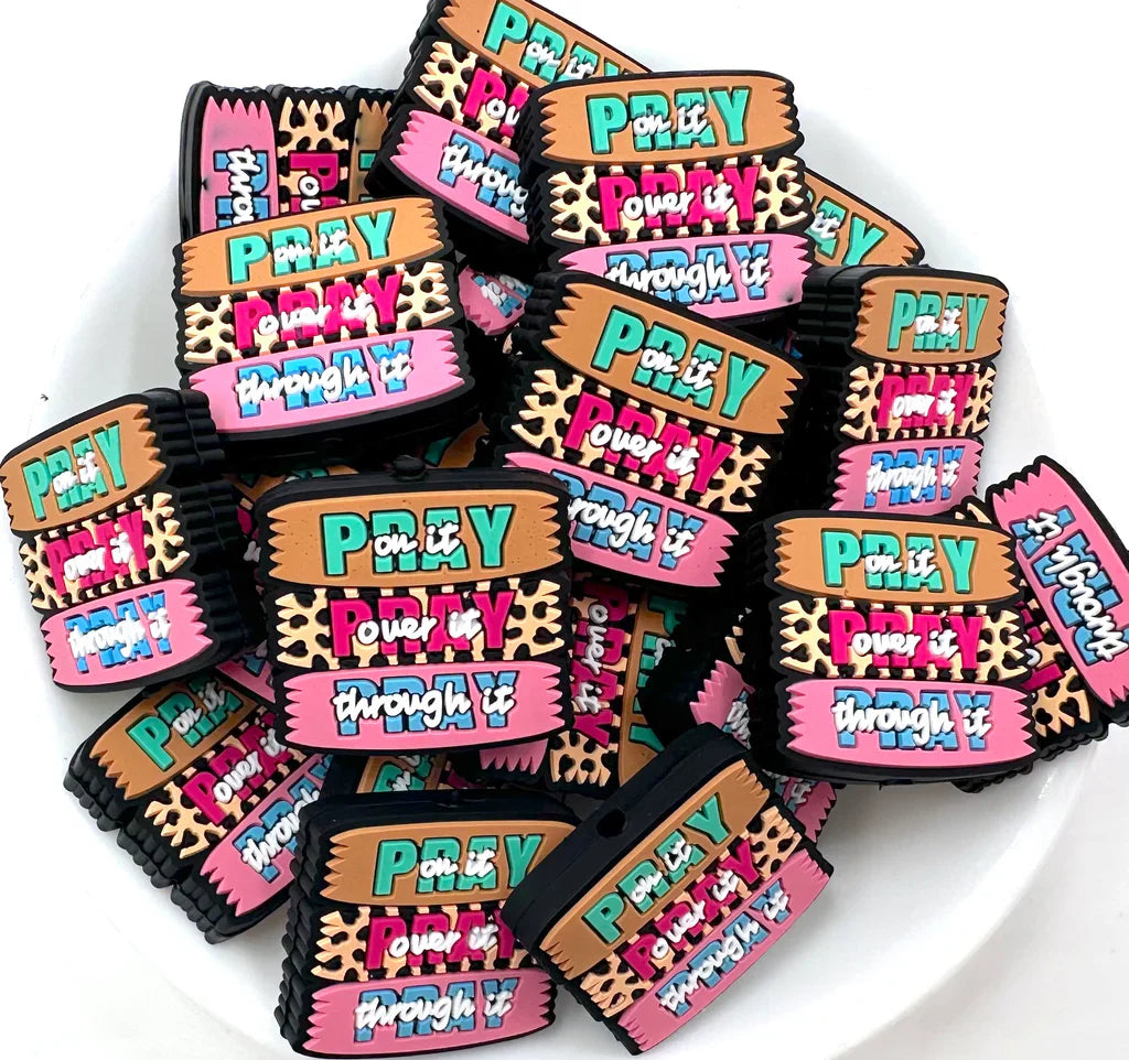 Pray on It, Pray over It, Pray though It Silicone Focal Beads Cheering Focal Beads