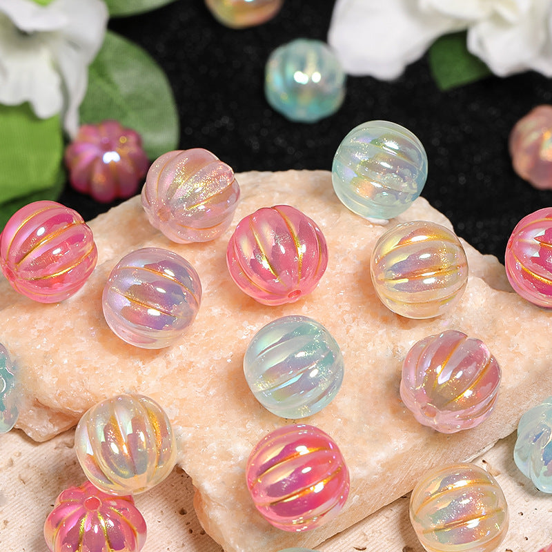 Pumpkin Shape Glitter Acrylic Beads