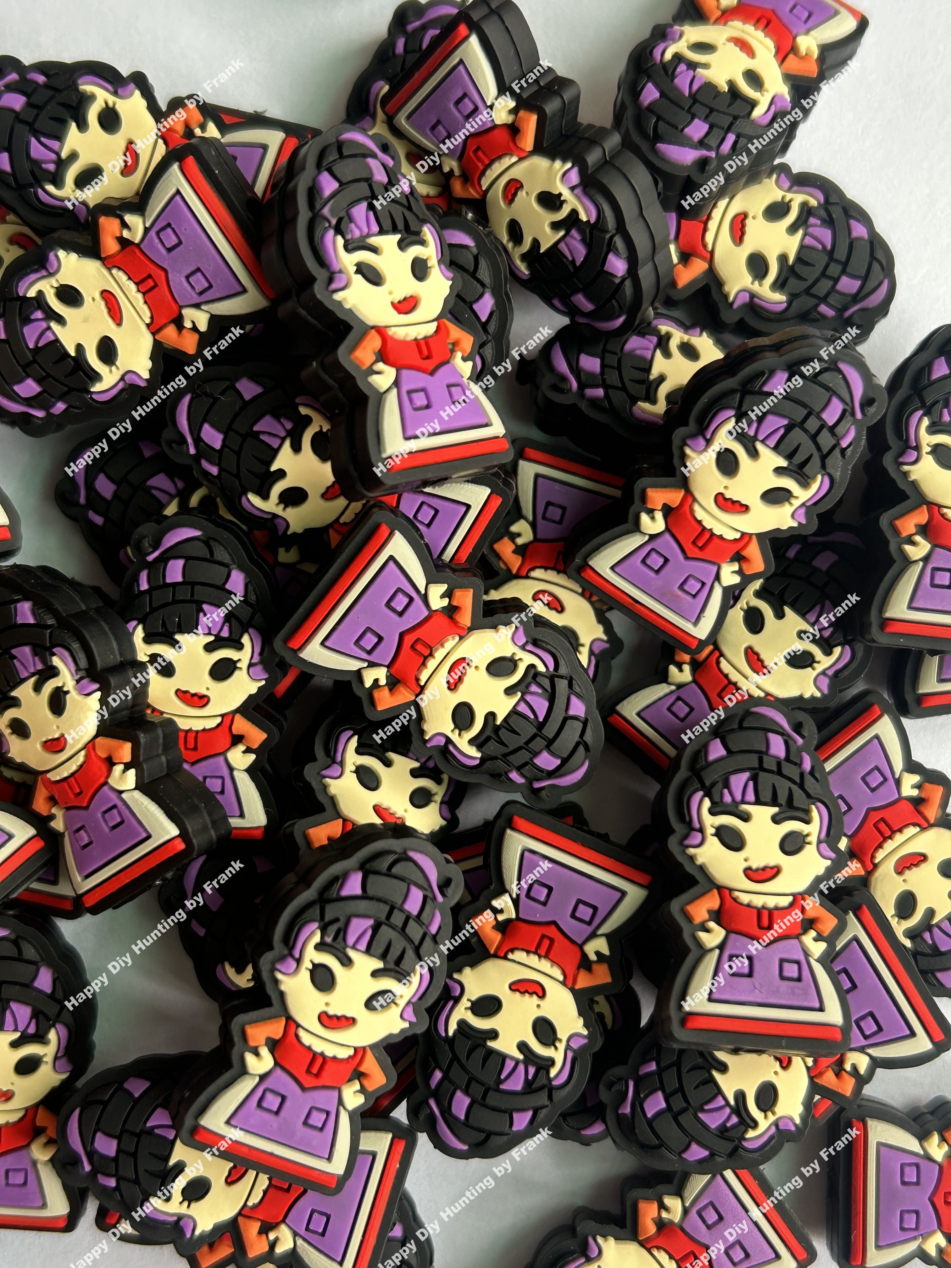 Purple Hair Witch Halloween Silicone Focal Beads, Halloween Focal Beads