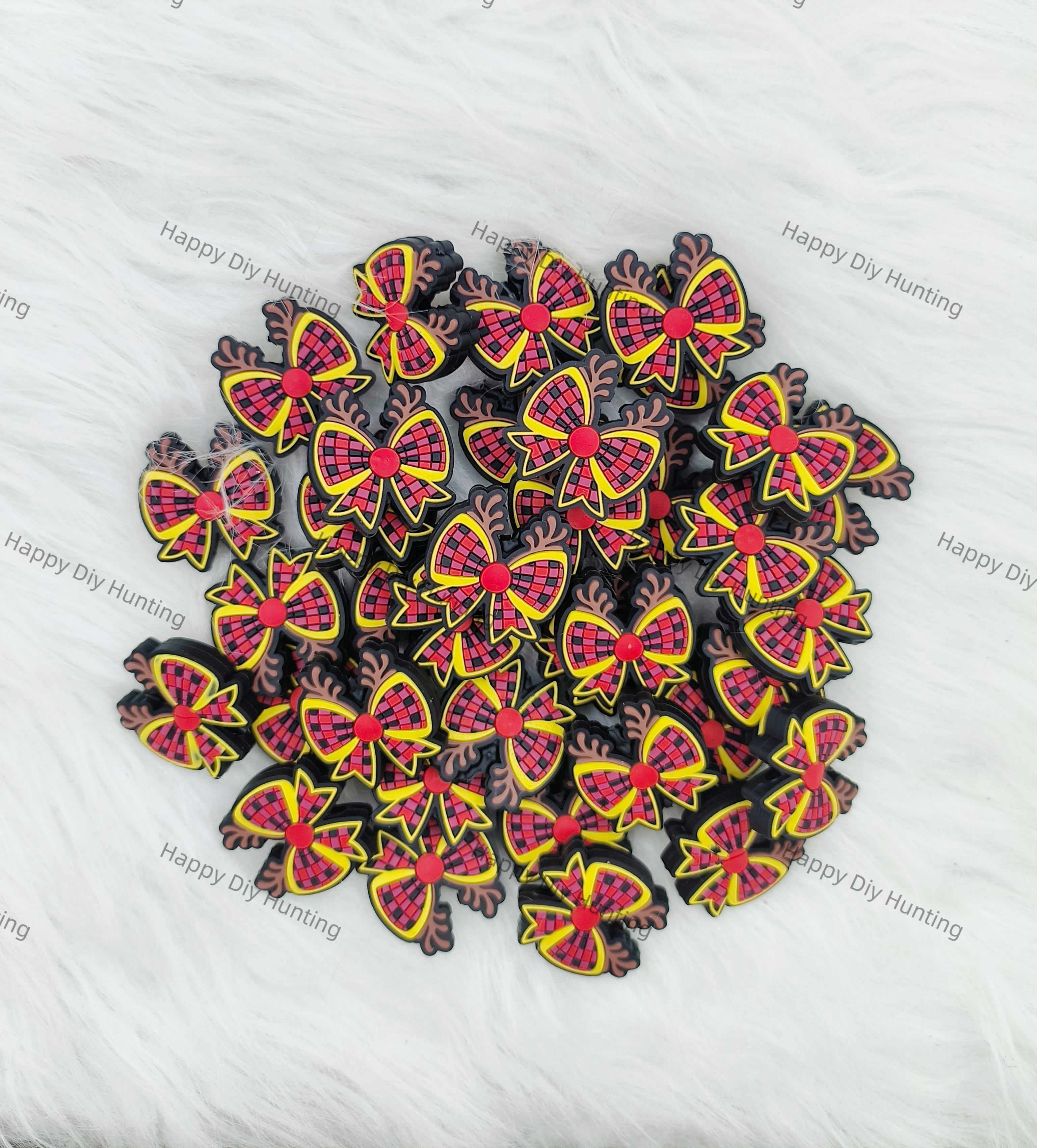 Puzzle Bow With Christmas Antler Silicone Focal Beads Wholesale, silicone focal beads for pens