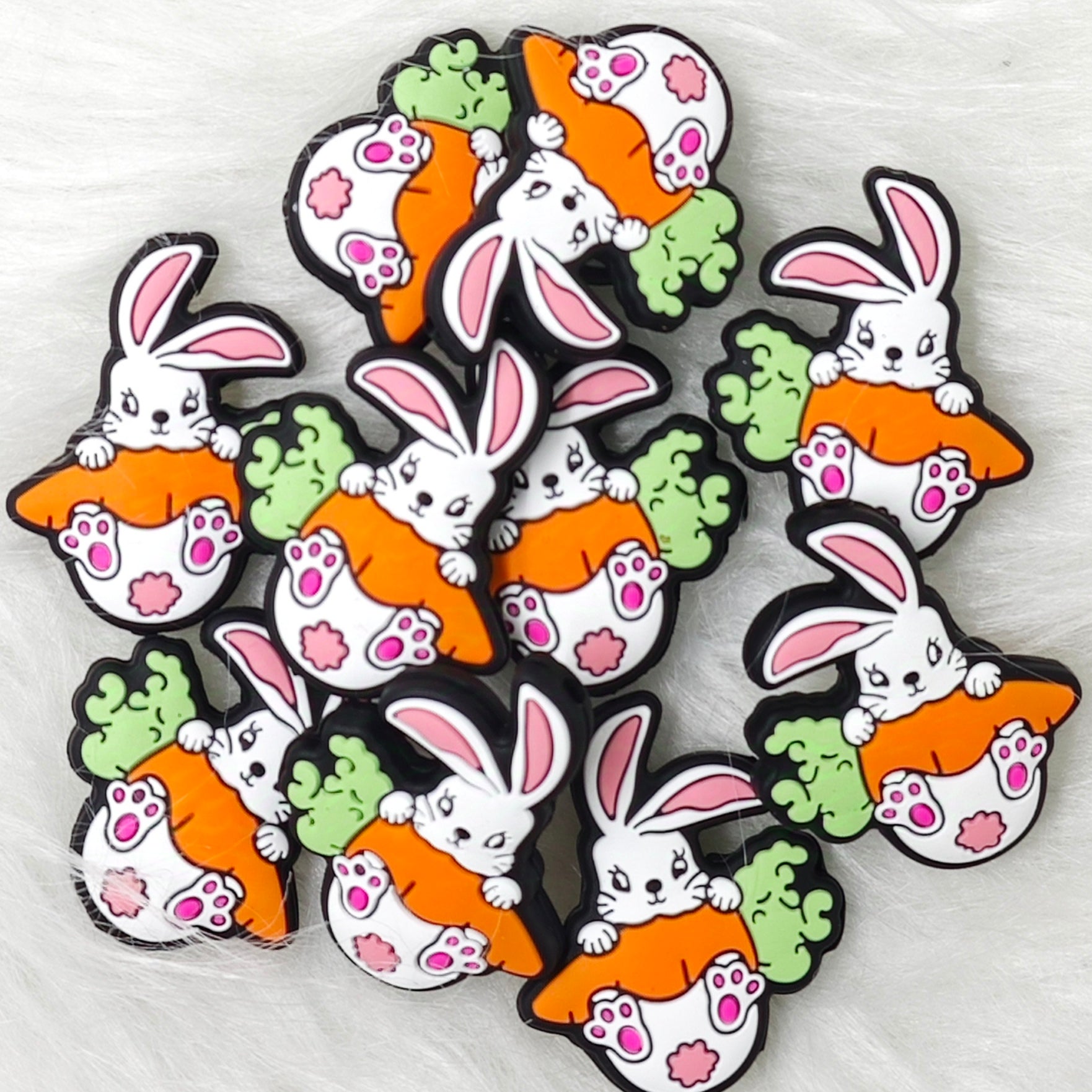 Rabbit with carrot silicone focal beads for Easter Day
