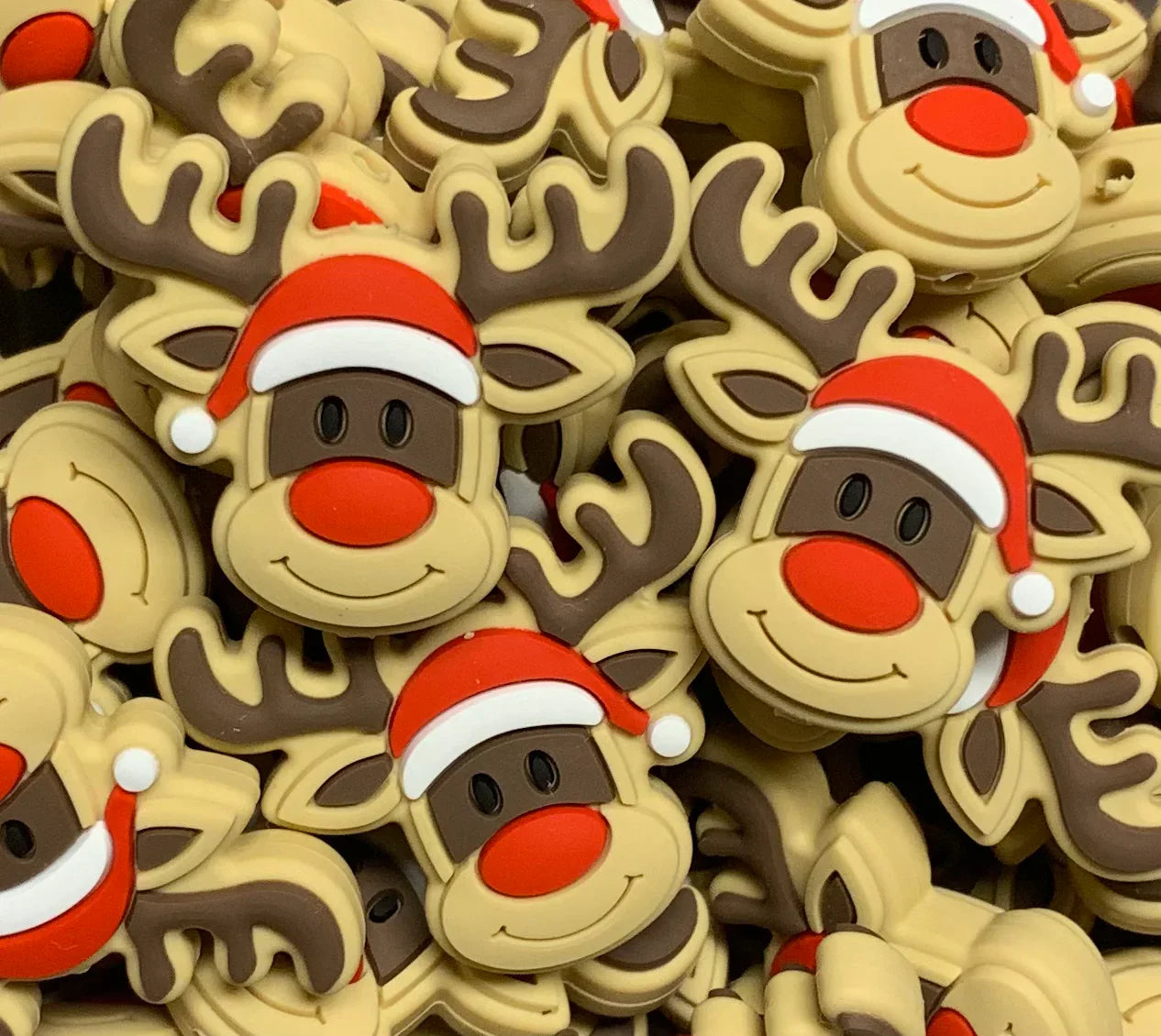 Rudolph Christmas Silicone Focal Beads, Animal Shaped Focal Beads