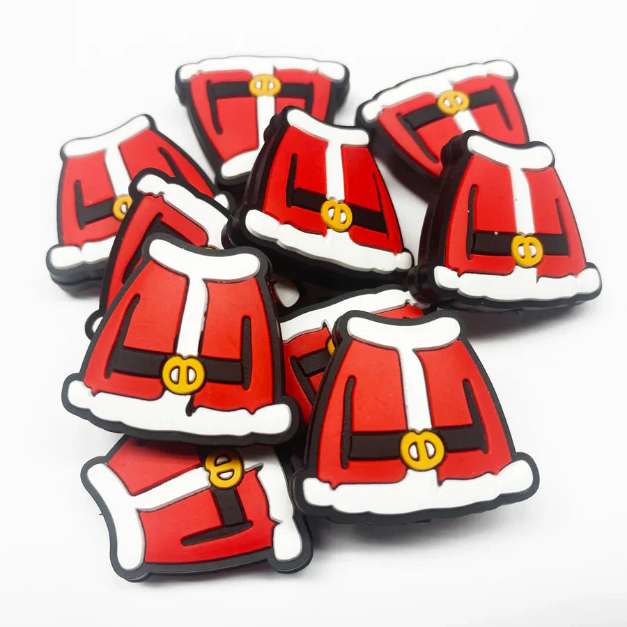 Santa's Jacket Christmas Silicone Focal Beads, Christmas Focal Beads
