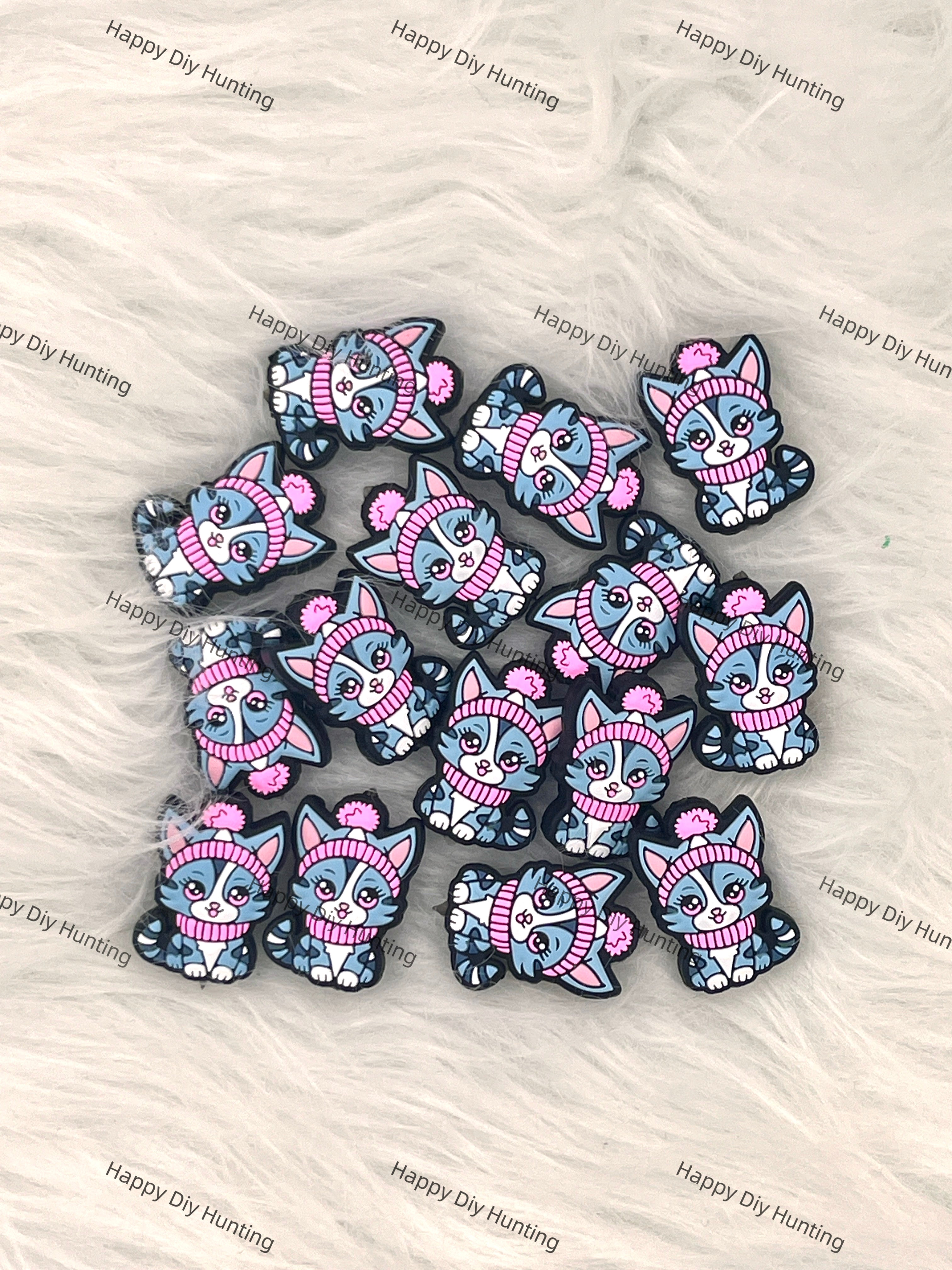 Cute Kitten Silicone Focal Beads wholesale, Cat Silicone focal beads for pens