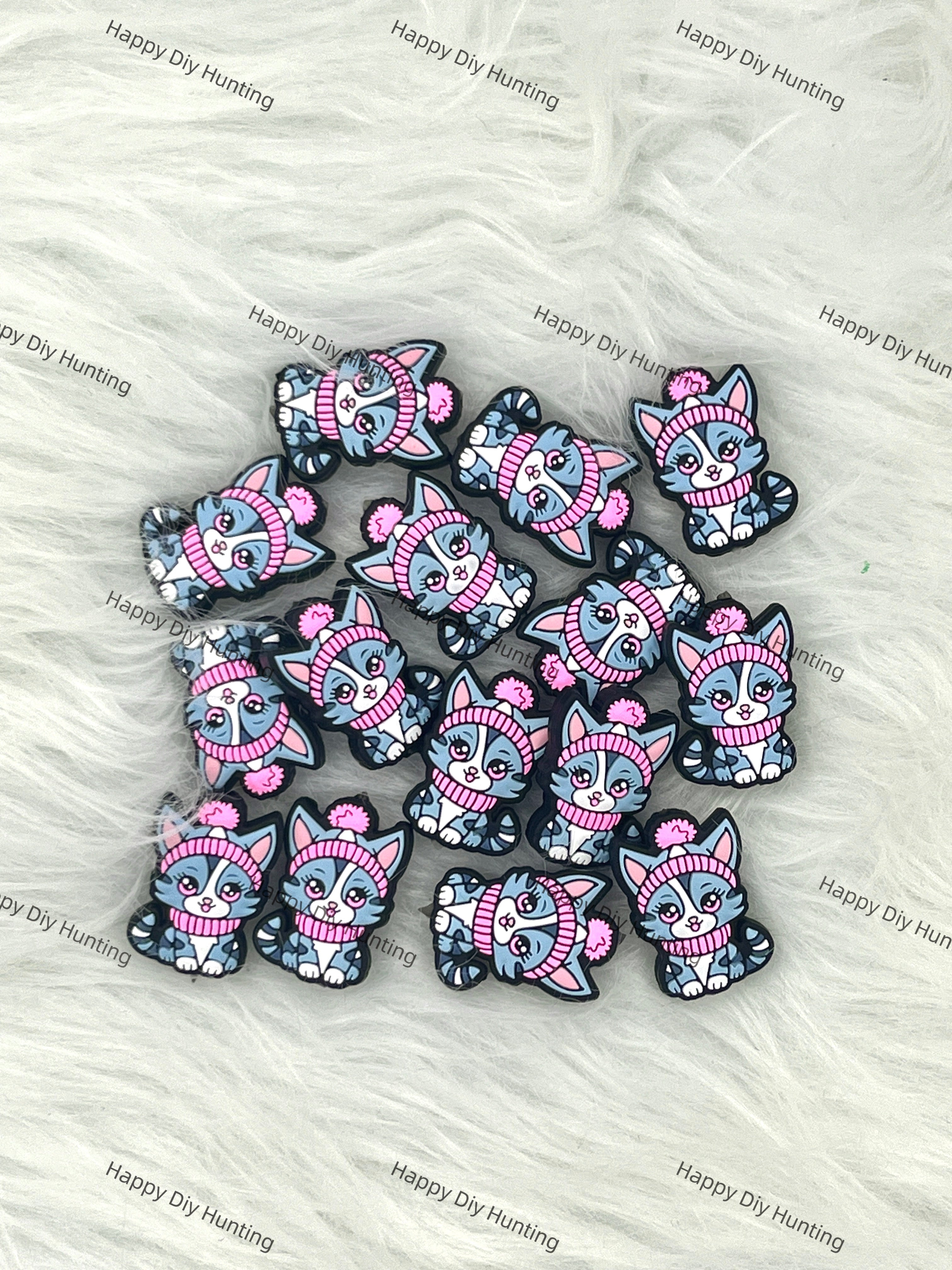Cute Kitten Silicone Focal Beads wholesale, Cat Silicone focal beads for pens