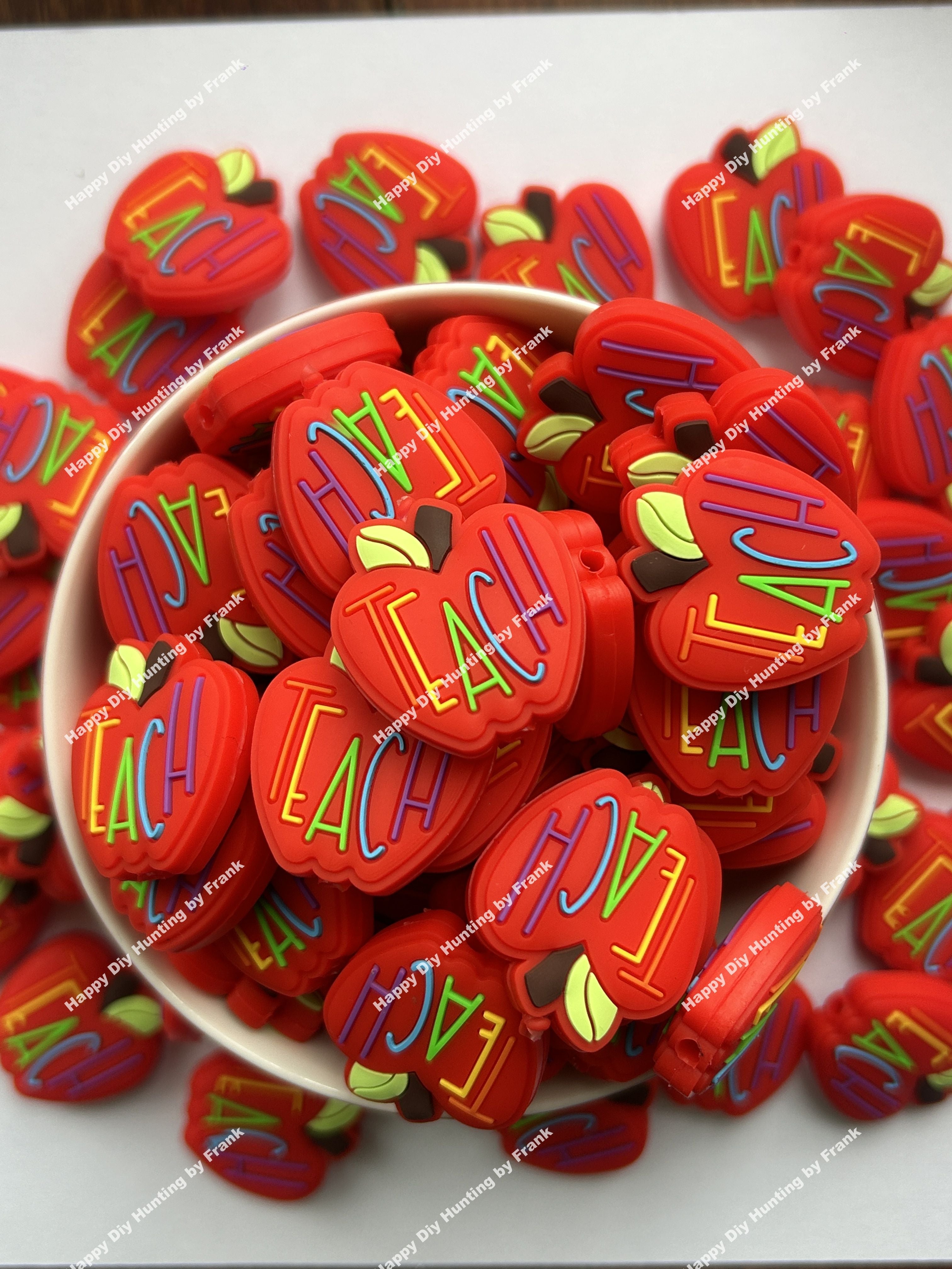 Teach Apple Silicone Focal Beads