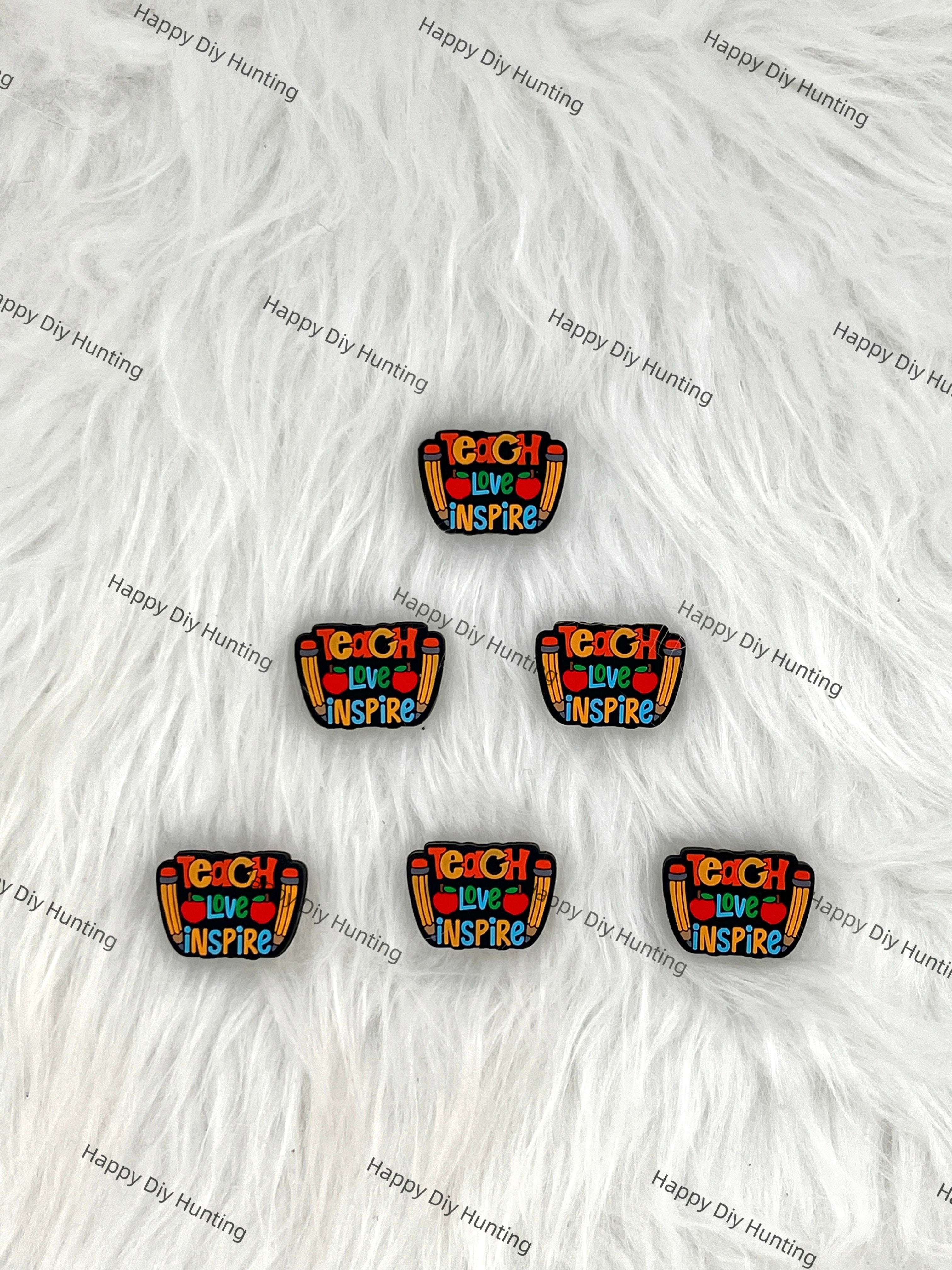 Teach Love Inspire Silicone Focal Beads, Teacher Silicone Focal Beads