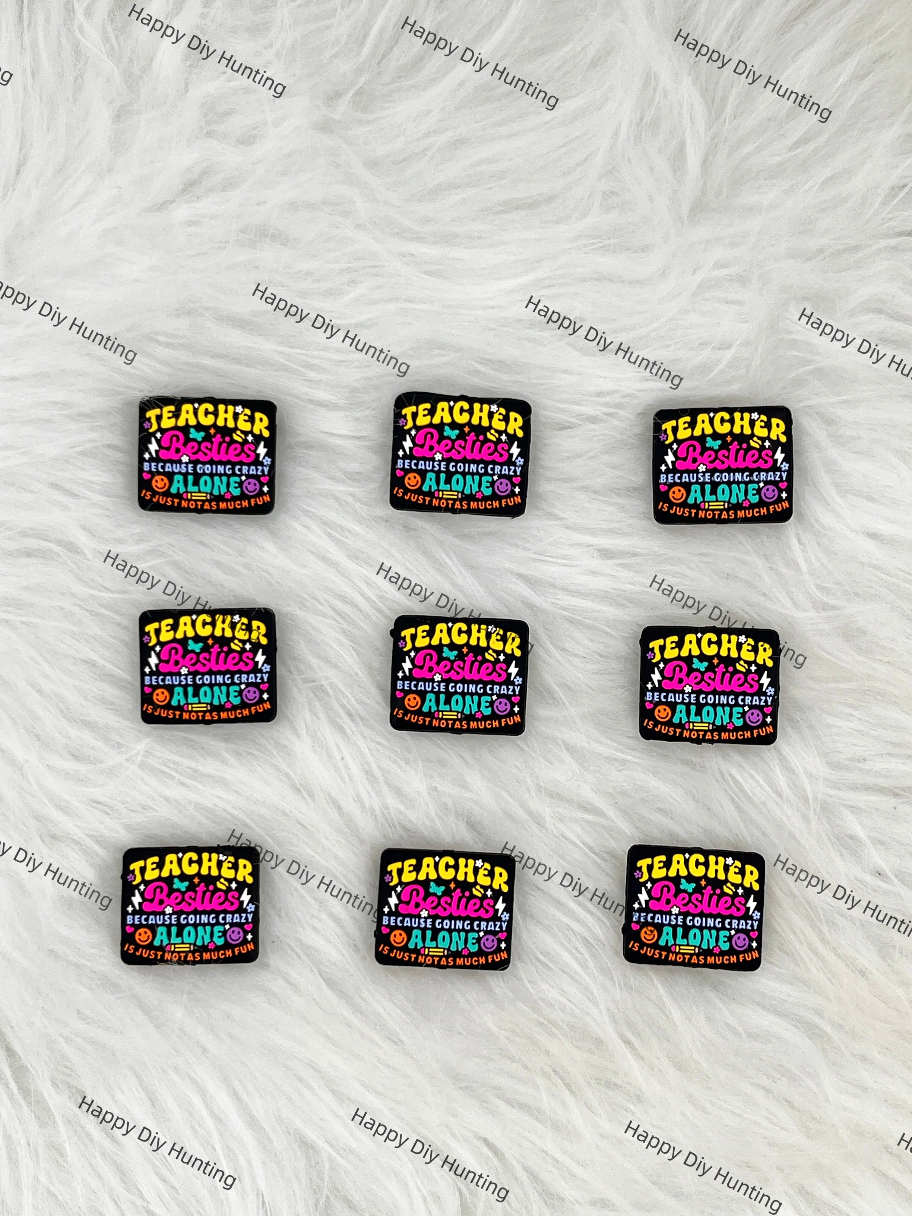 Teacher Besties,Teacher Silicone Focal Beads
