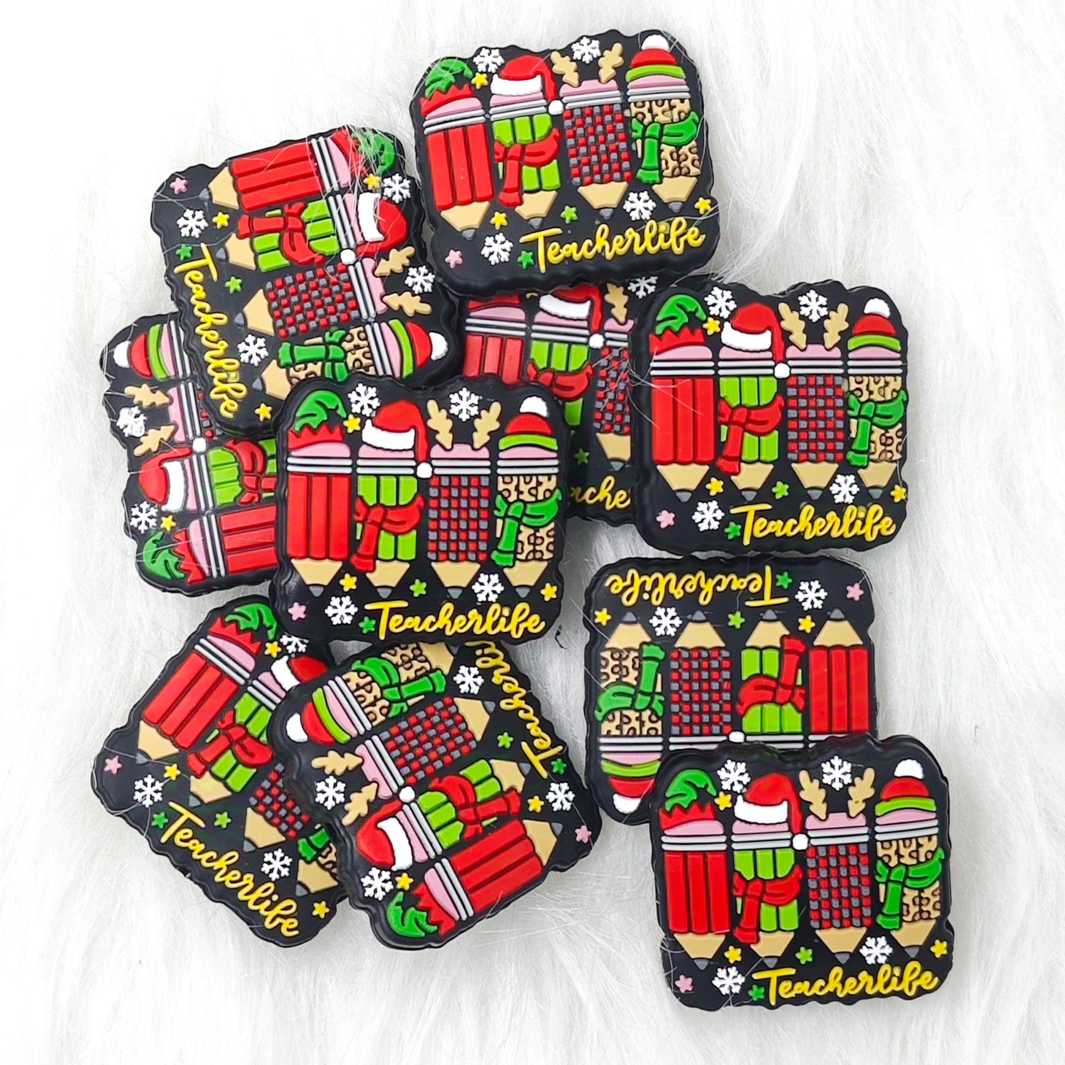 Teacher life pencils Silicone Focal Beads