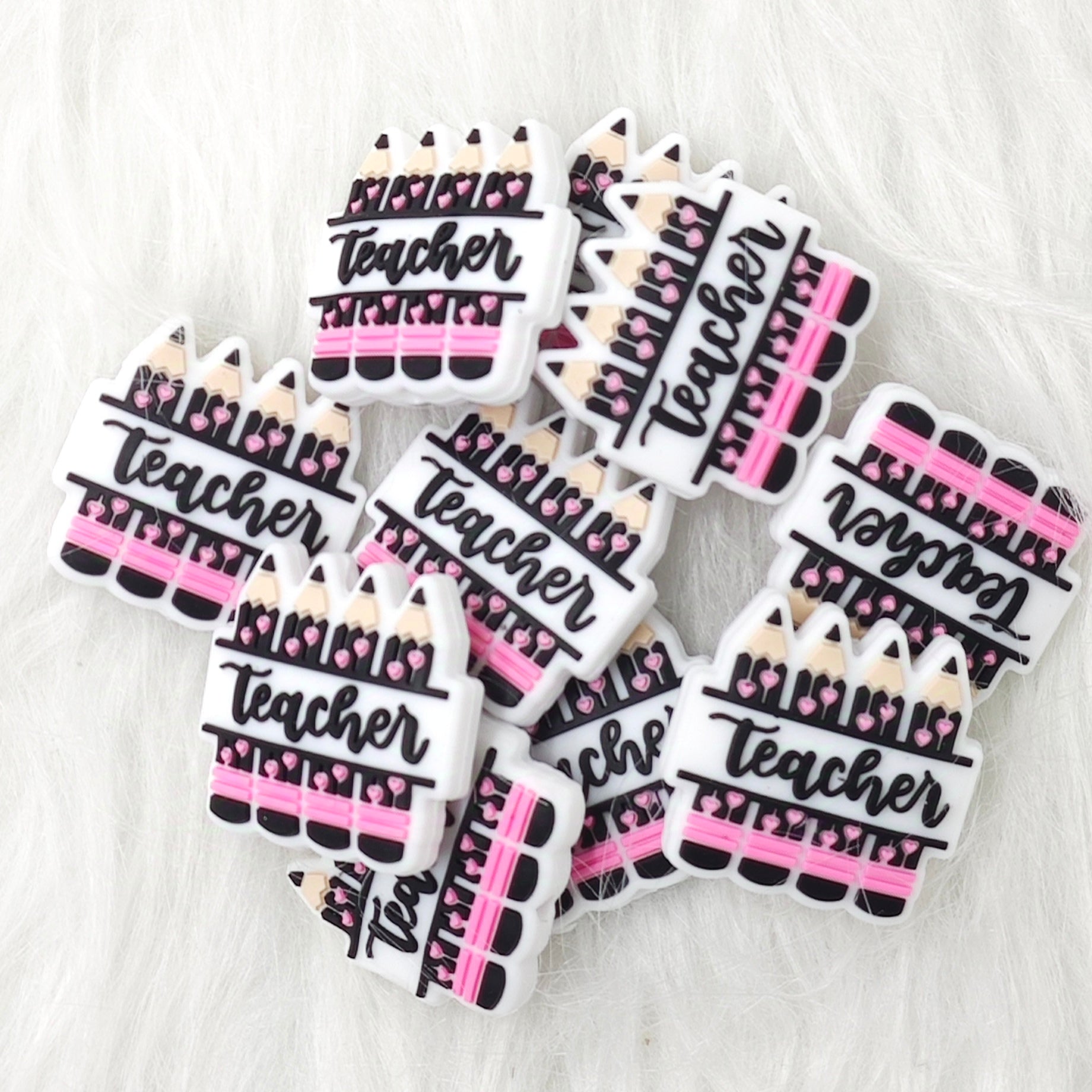 Teacher pencils Silicone Focal Beads