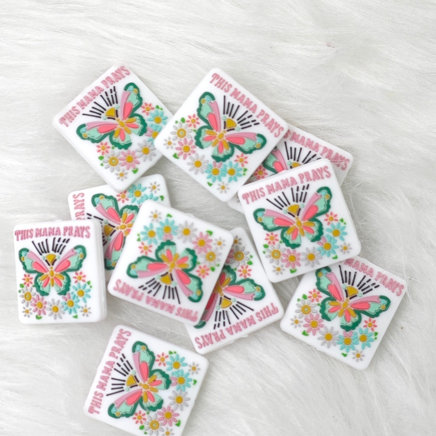 Wholesale Butterfly Focal Beads Words Silicone Beads This Mama Prays Silicone Focal Beads Saying Focal Beads Gift