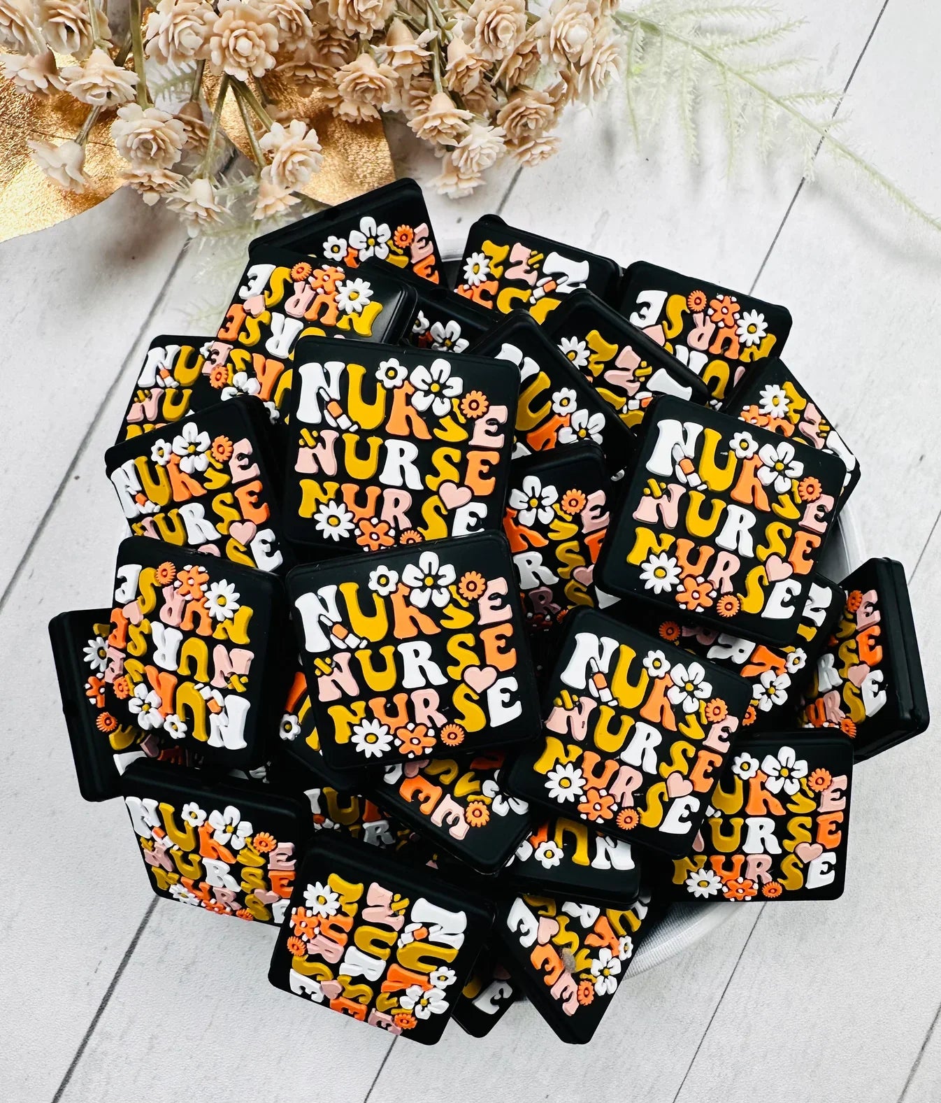 Nurse Silicone Focal Beads Flower Focal Beads Job Gift Idea