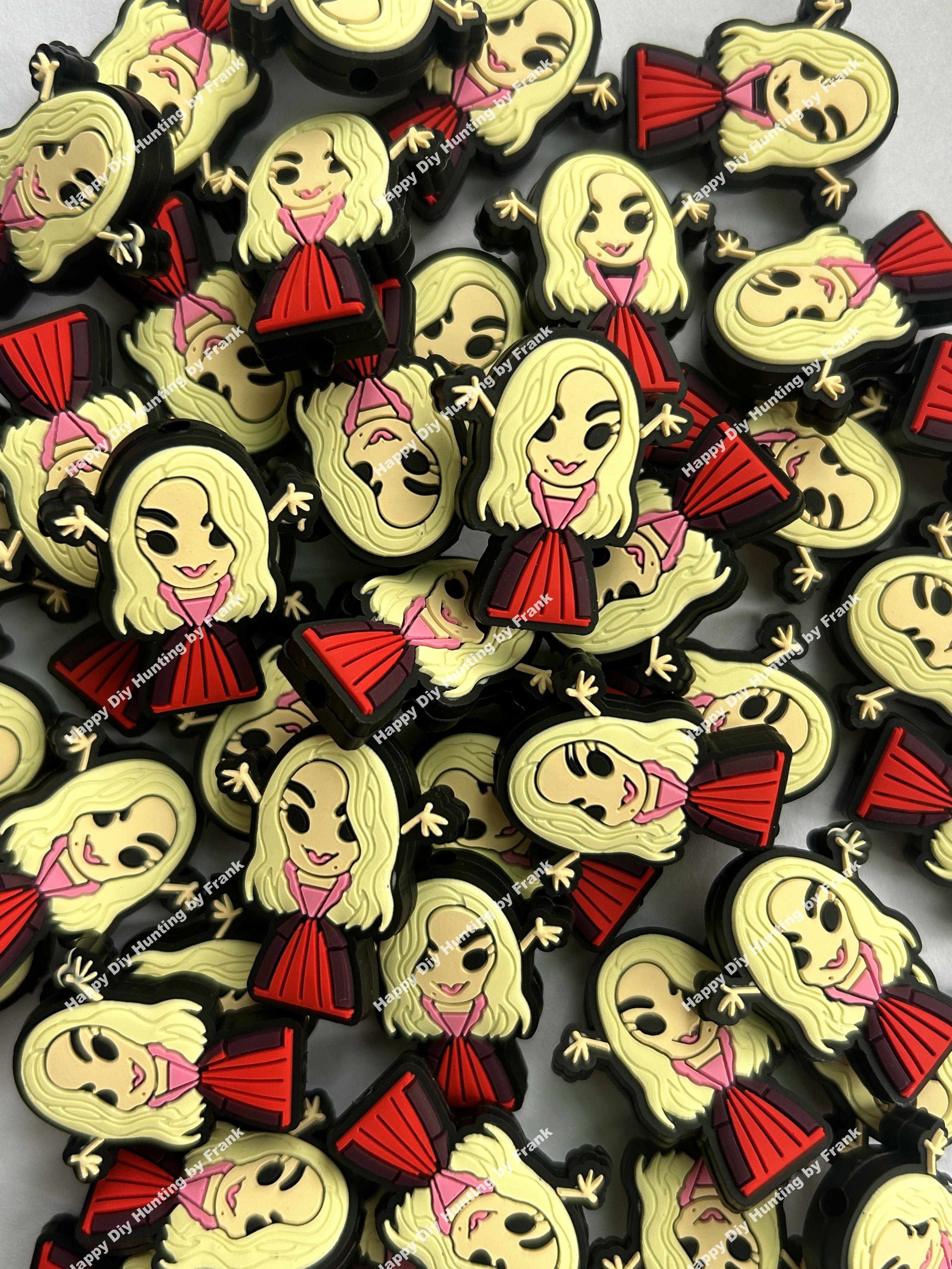 Yellow hair witch Halloween Silicone Focal Beads Wholesale, Character Focal Beads