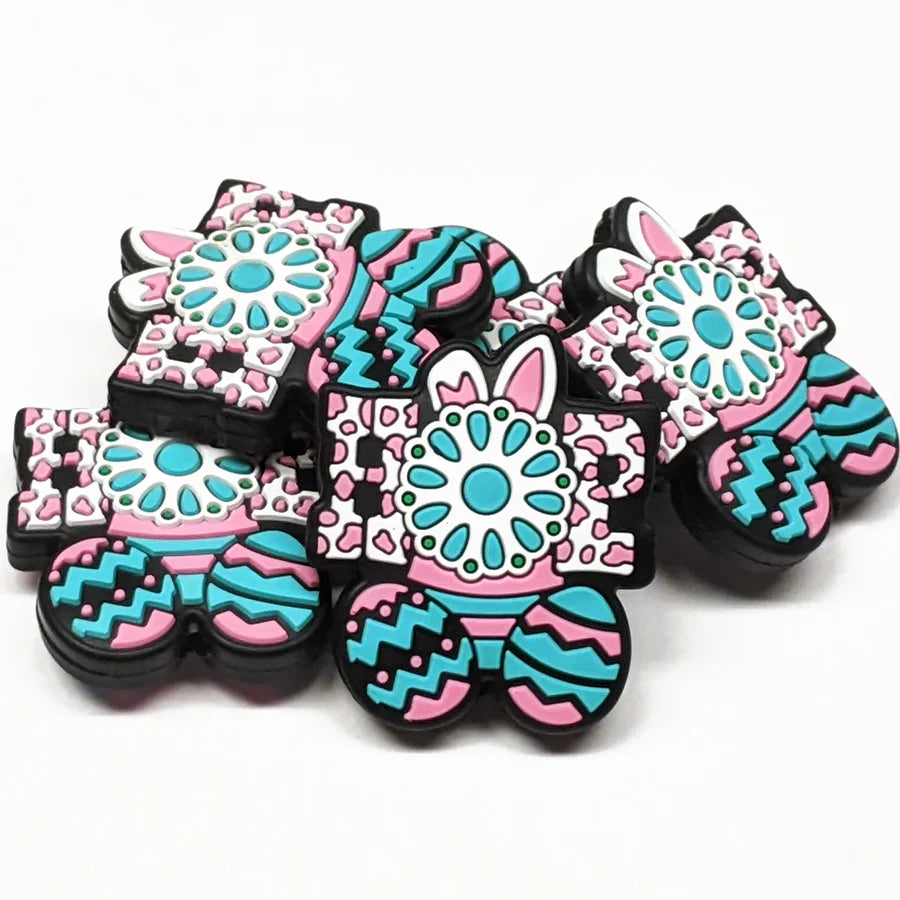 Hop Bunny Silicone Focal Beads, Quote Focal Beads
